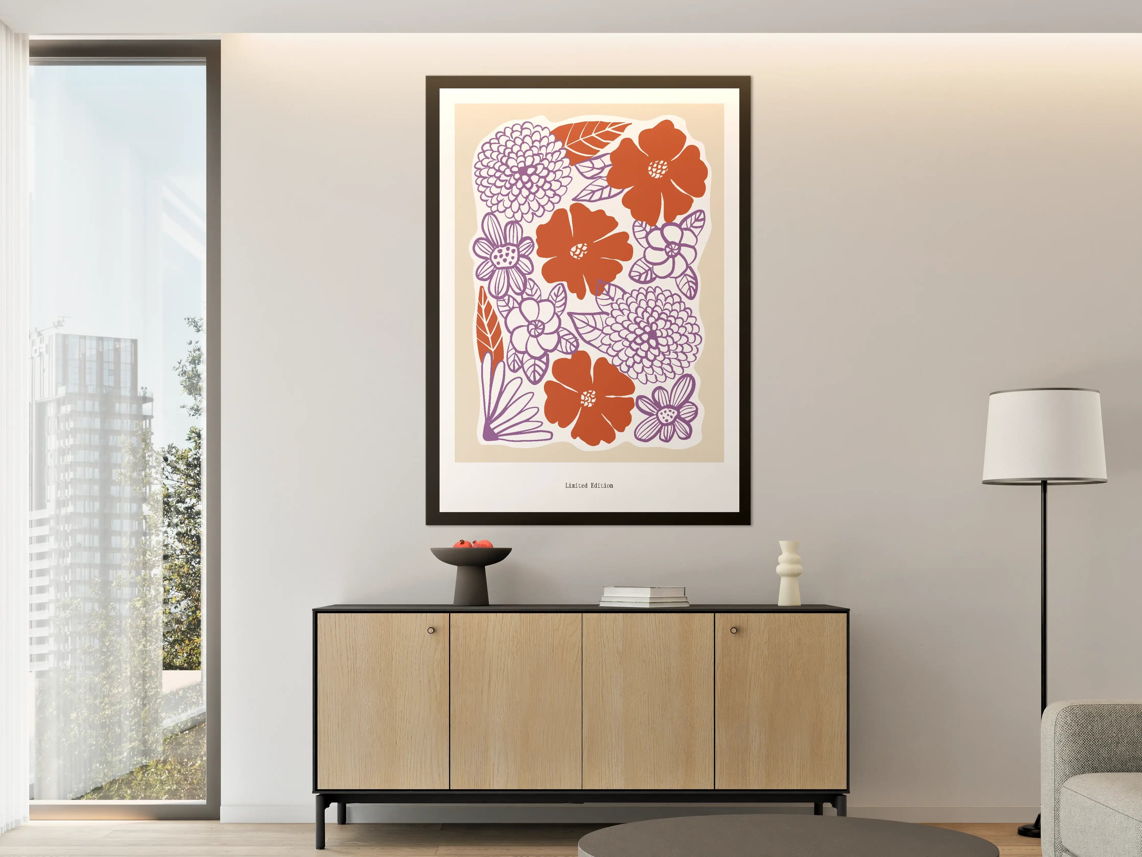 Große Wandbilder - Blumenmotive in Orange und Lila