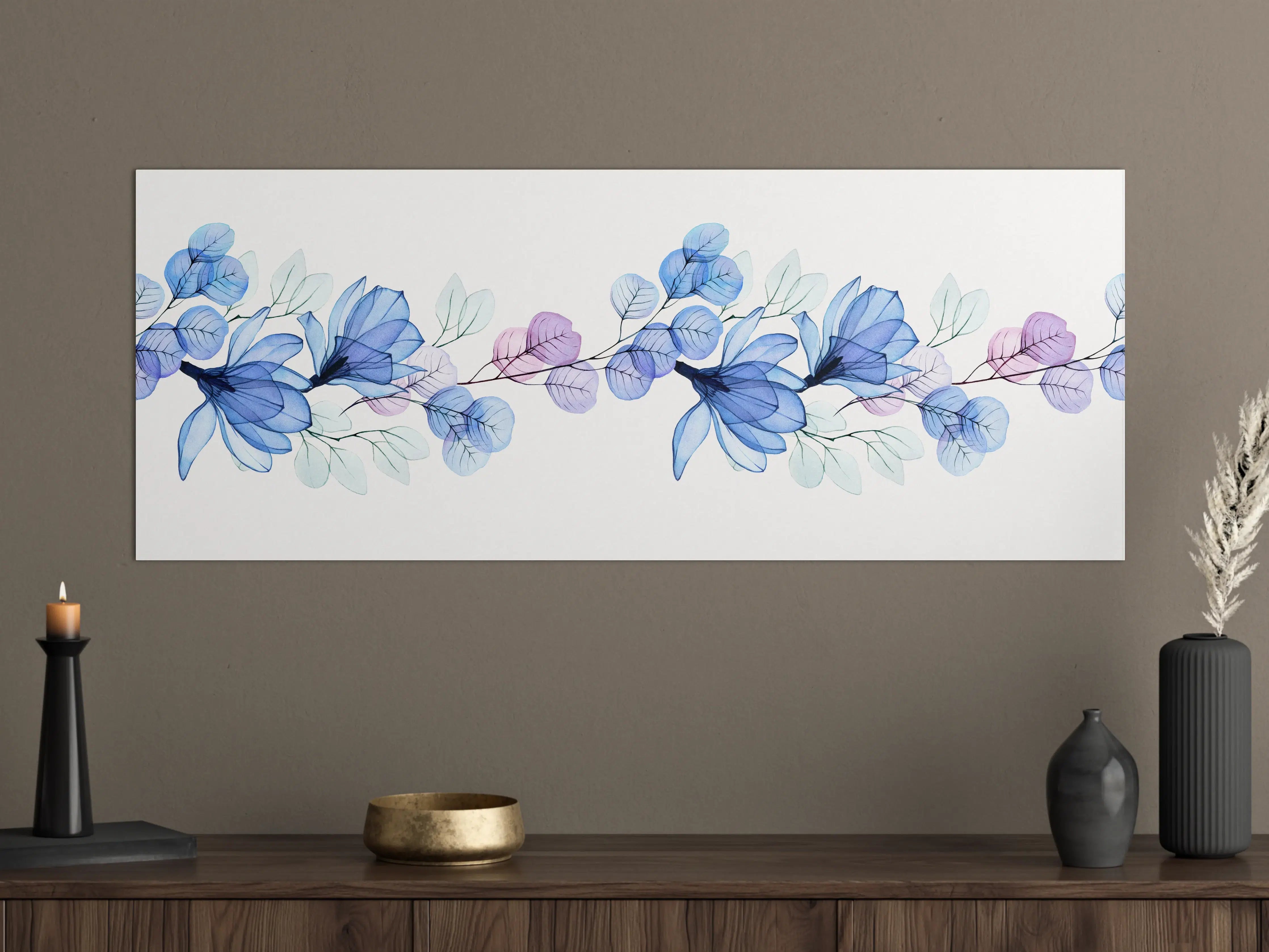 Große Wandbilder - Blumenmuster in Blau und Violett