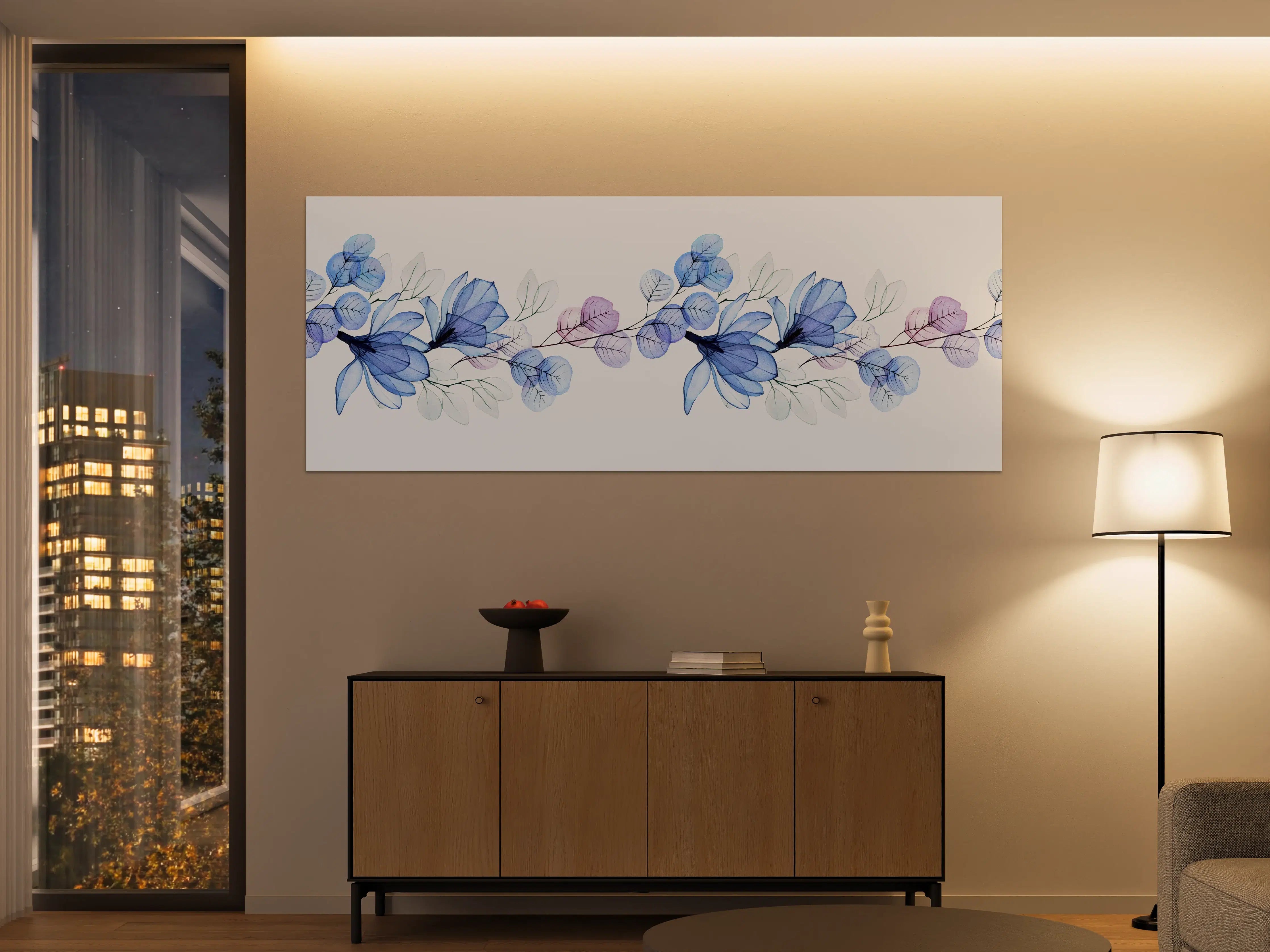 Große Wandbilder - Blumenmuster in Blau und Violett