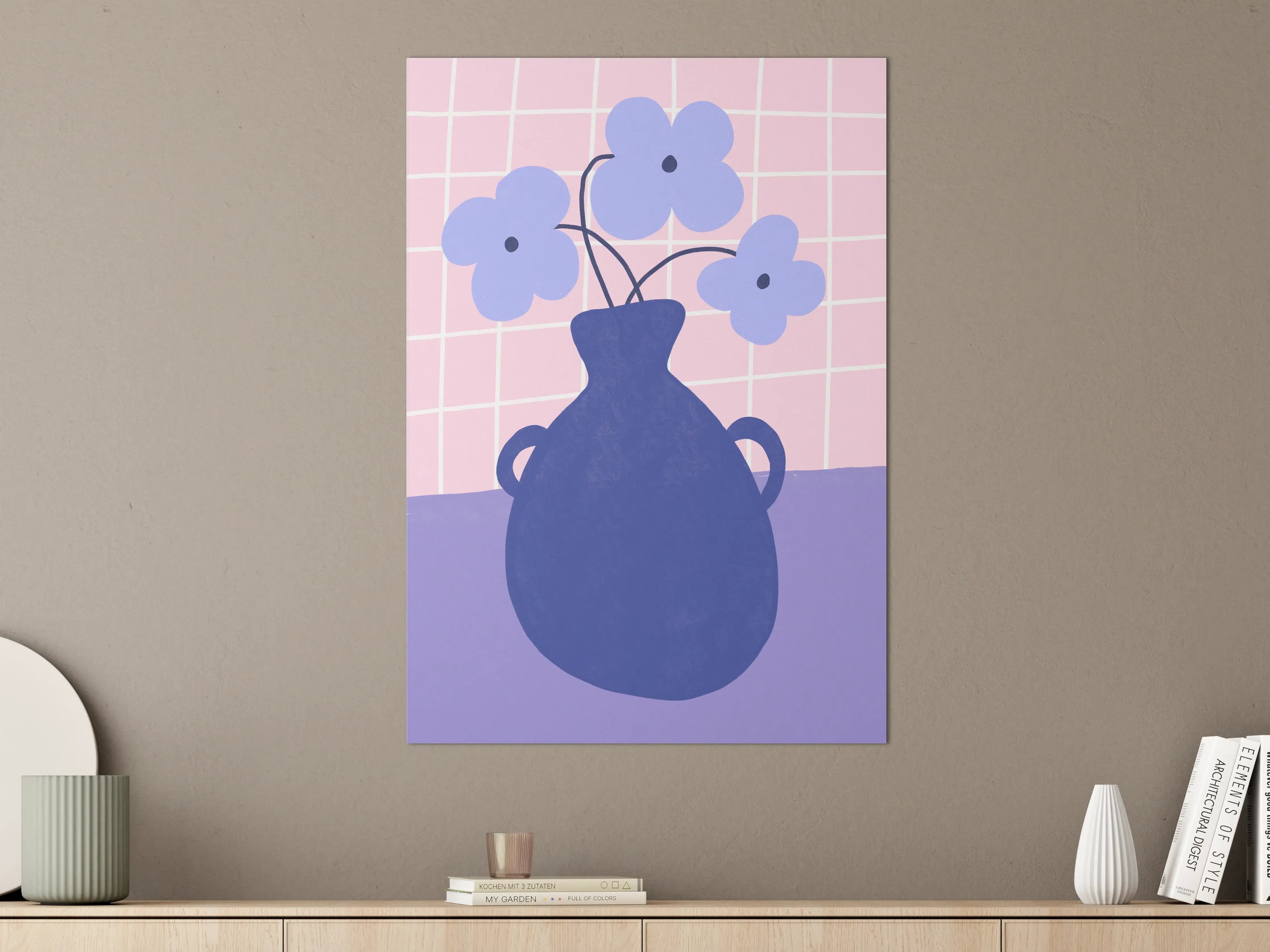 Große Wandbilder - Blumenstrauß in blauer Vase