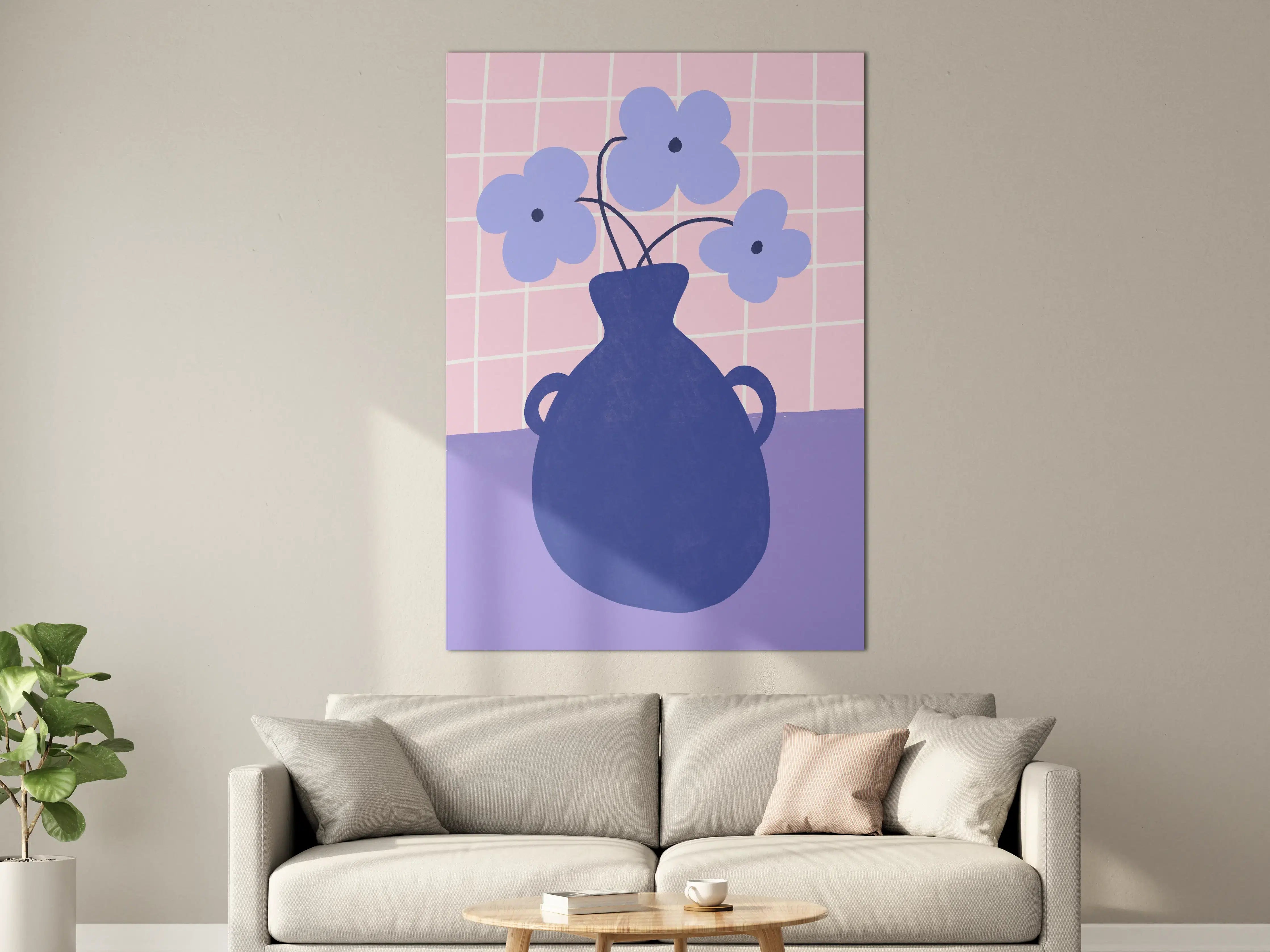 Große Wandbilder - Blumenstrauß in blauer Vase