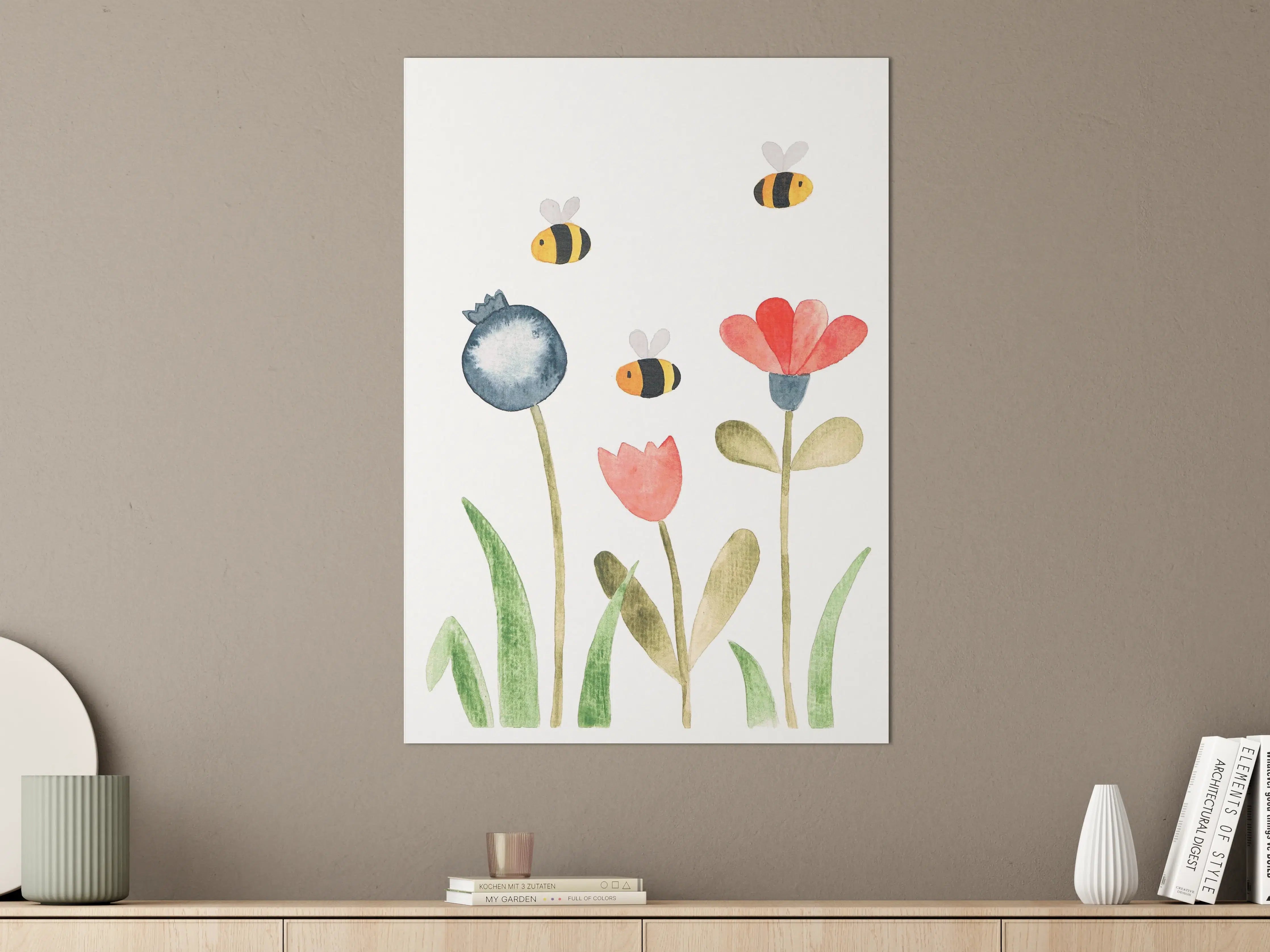 Große Wandbilder - Blumenwiese mit summenden Bienen