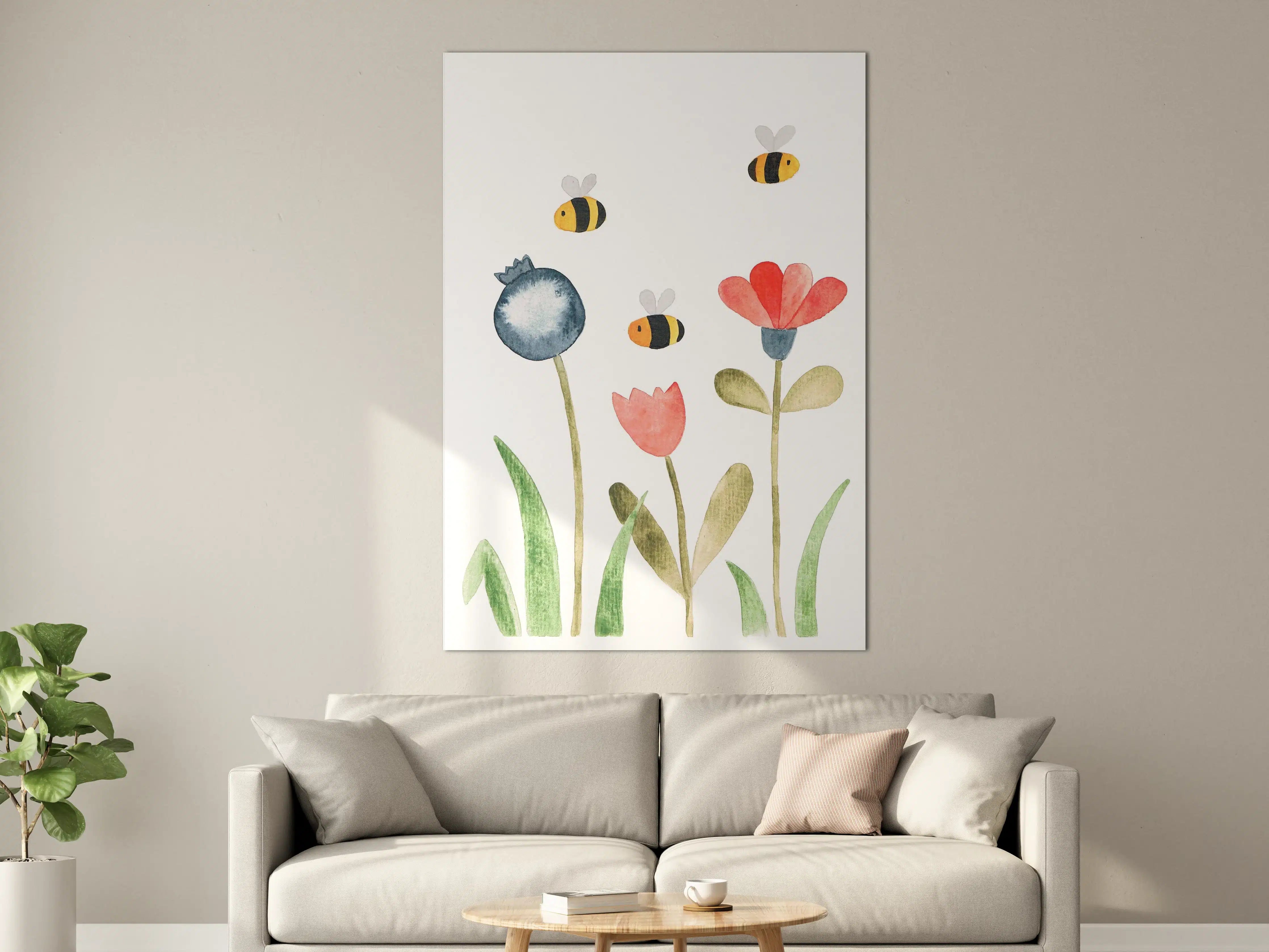 Große Wandbilder - Blumenwiese mit summenden Bienen