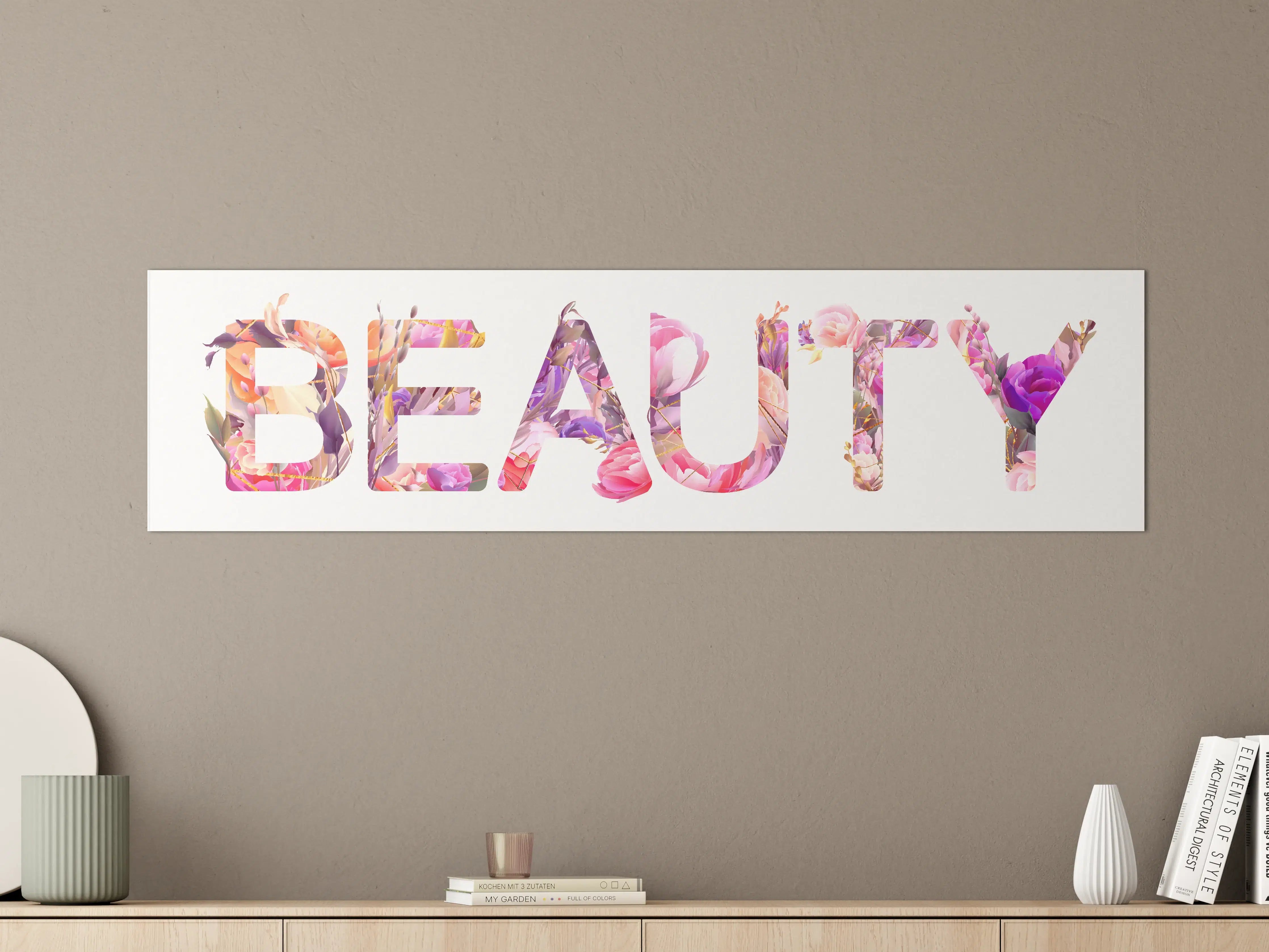 Große Wandbilder - Blumige Beauty-Schrift