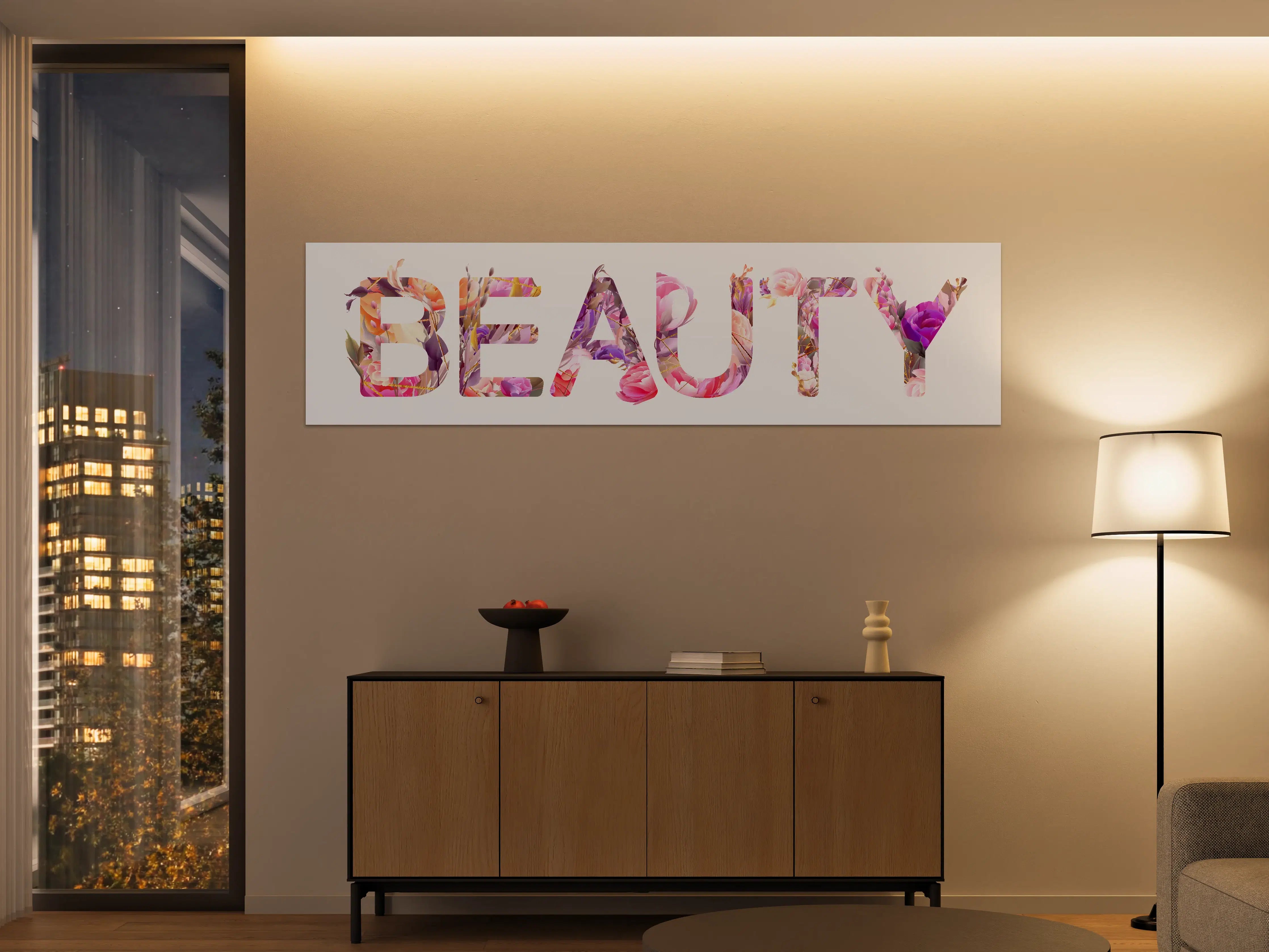 Große Wandbilder - Blumige Beauty-Schrift