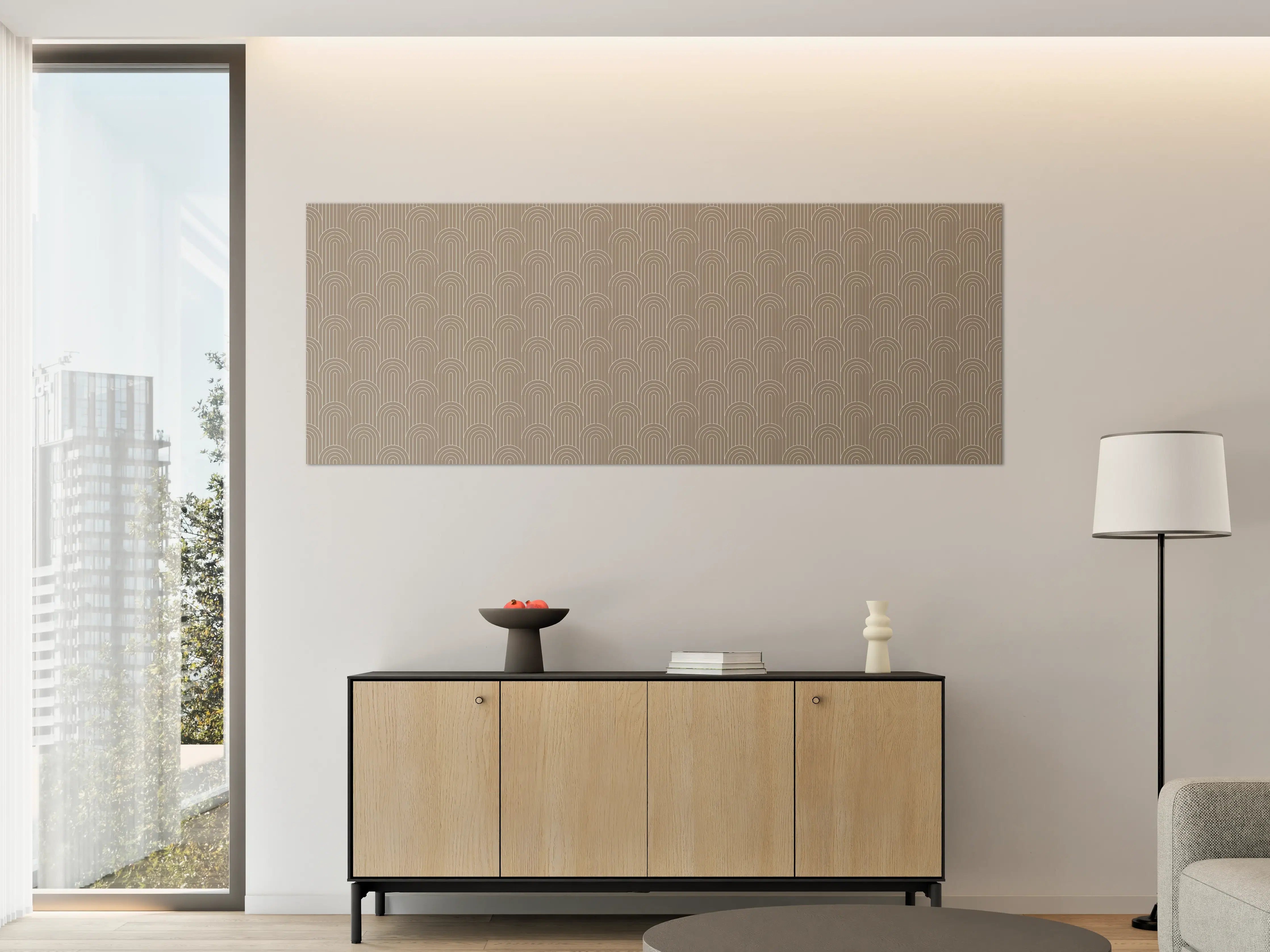 Große Wandbilder - Bodenmuster in beigem Ton mit geometrischem Design