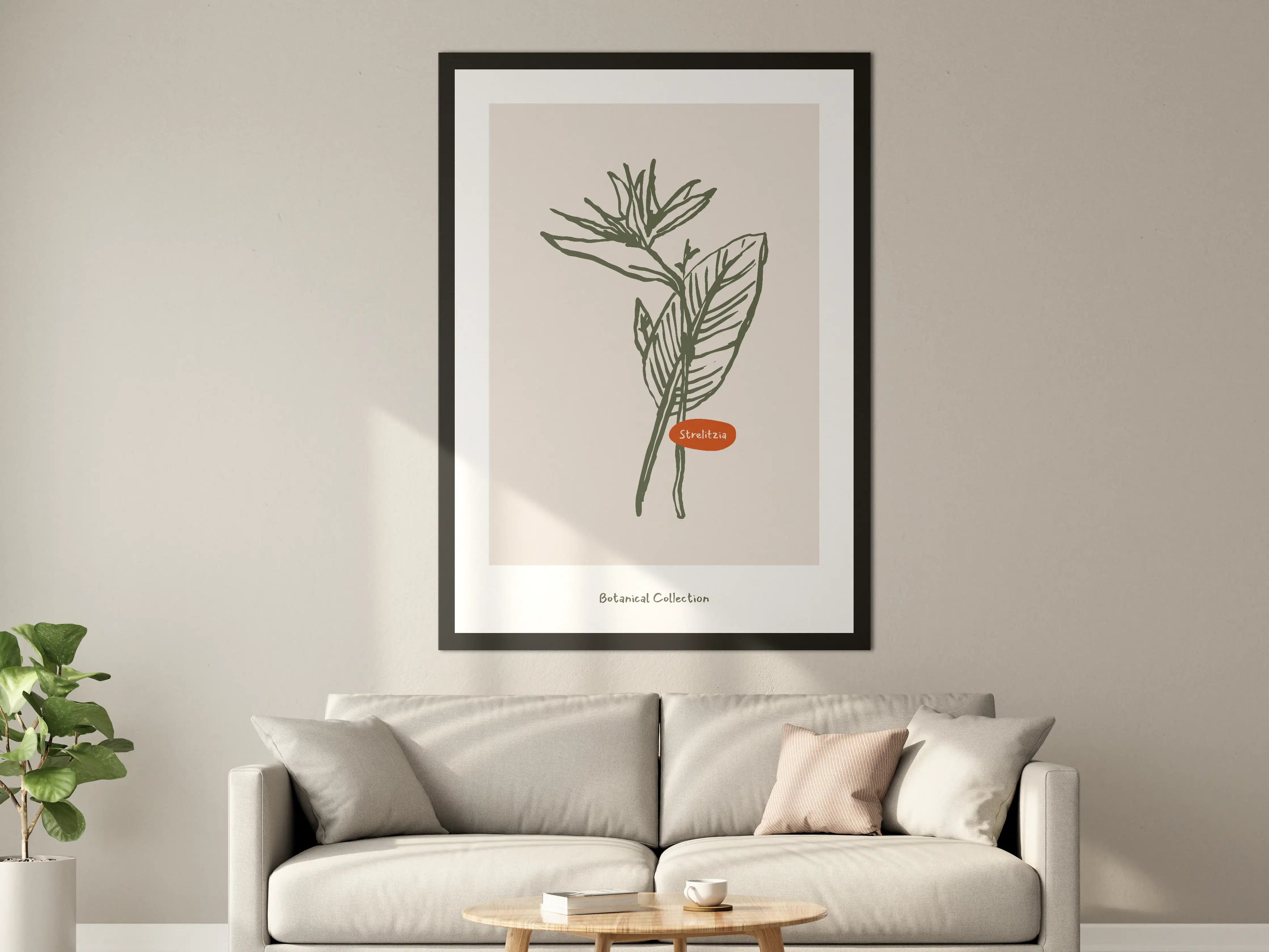 Große Wandbilder - Botanische Illustration mit grünen Blättern