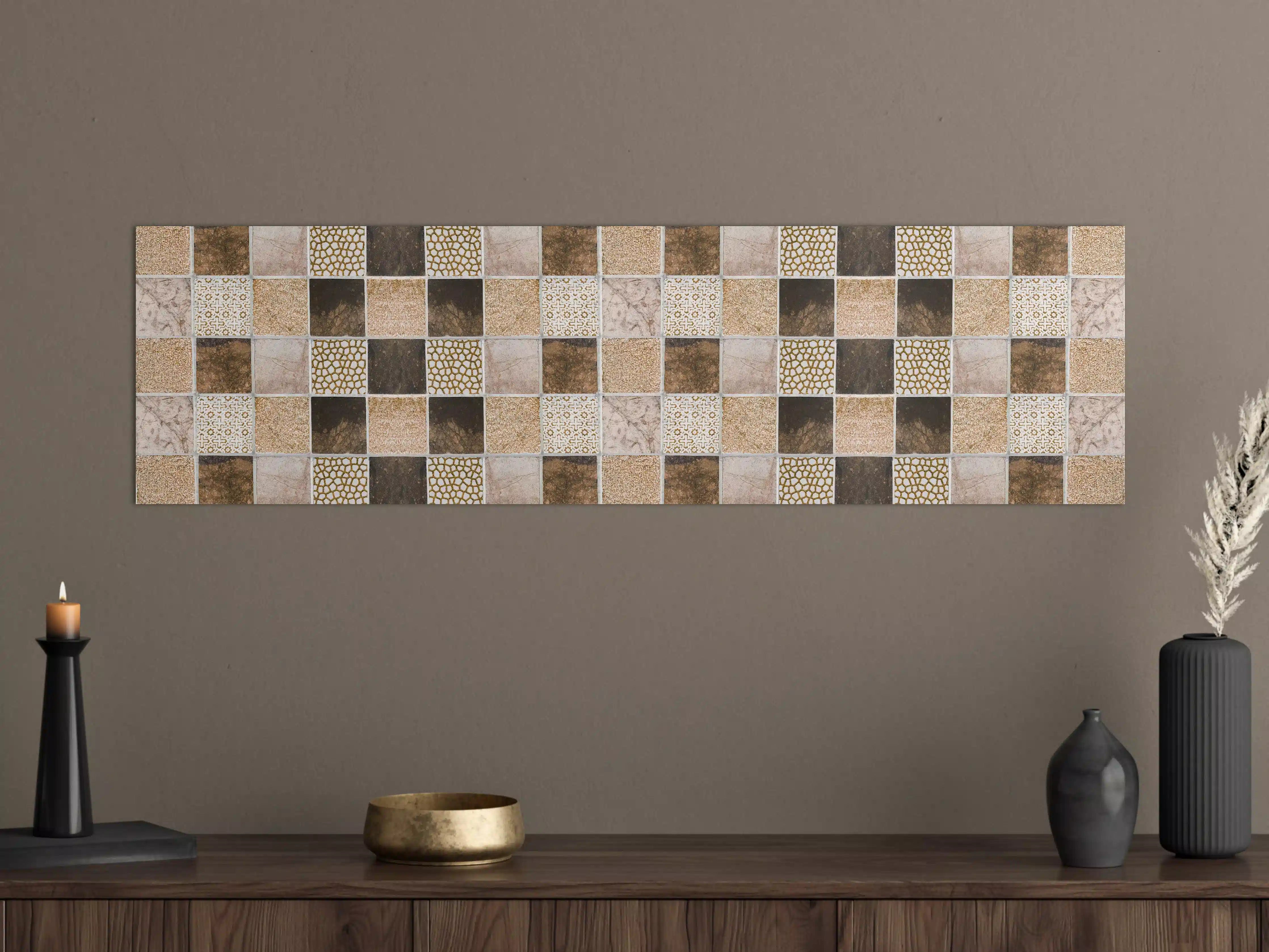 Große Wandbilder - Bräunliche quadratische Mosaiktextur 