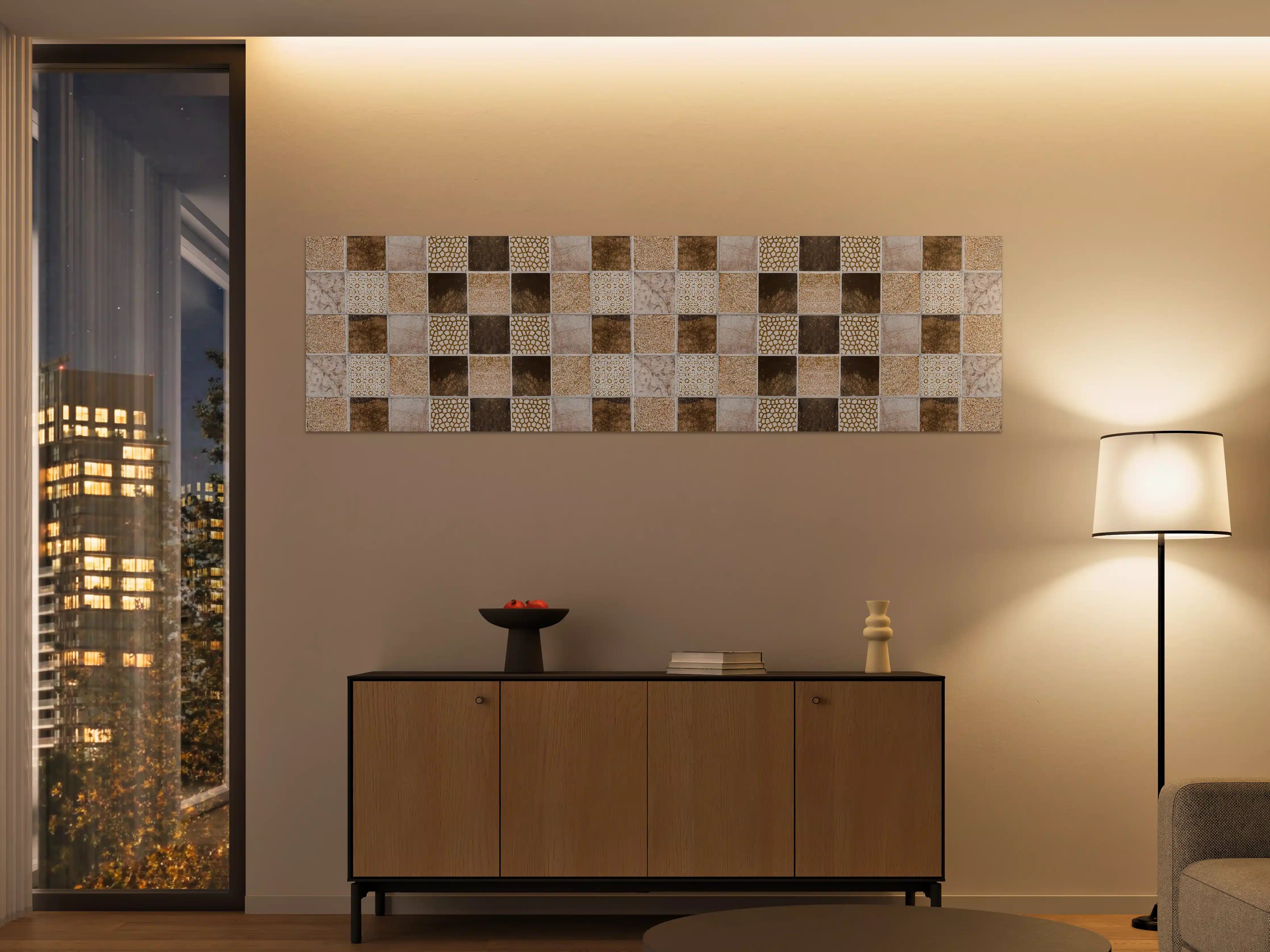 Große Wandbilder - Bräunliche quadratische Mosaiktextur 