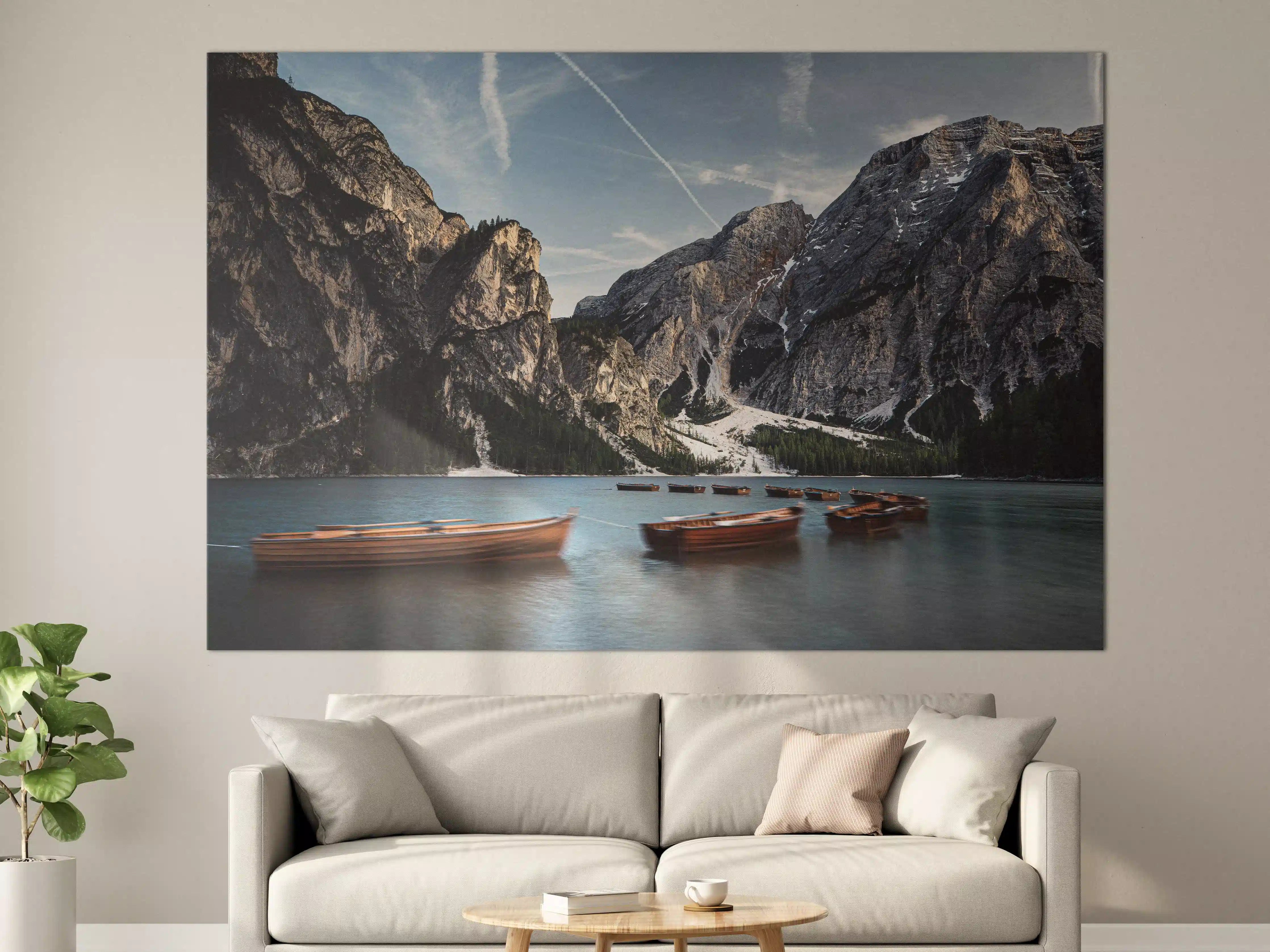 Große Wandbilder - Braies See Reflexion Abendstimmung