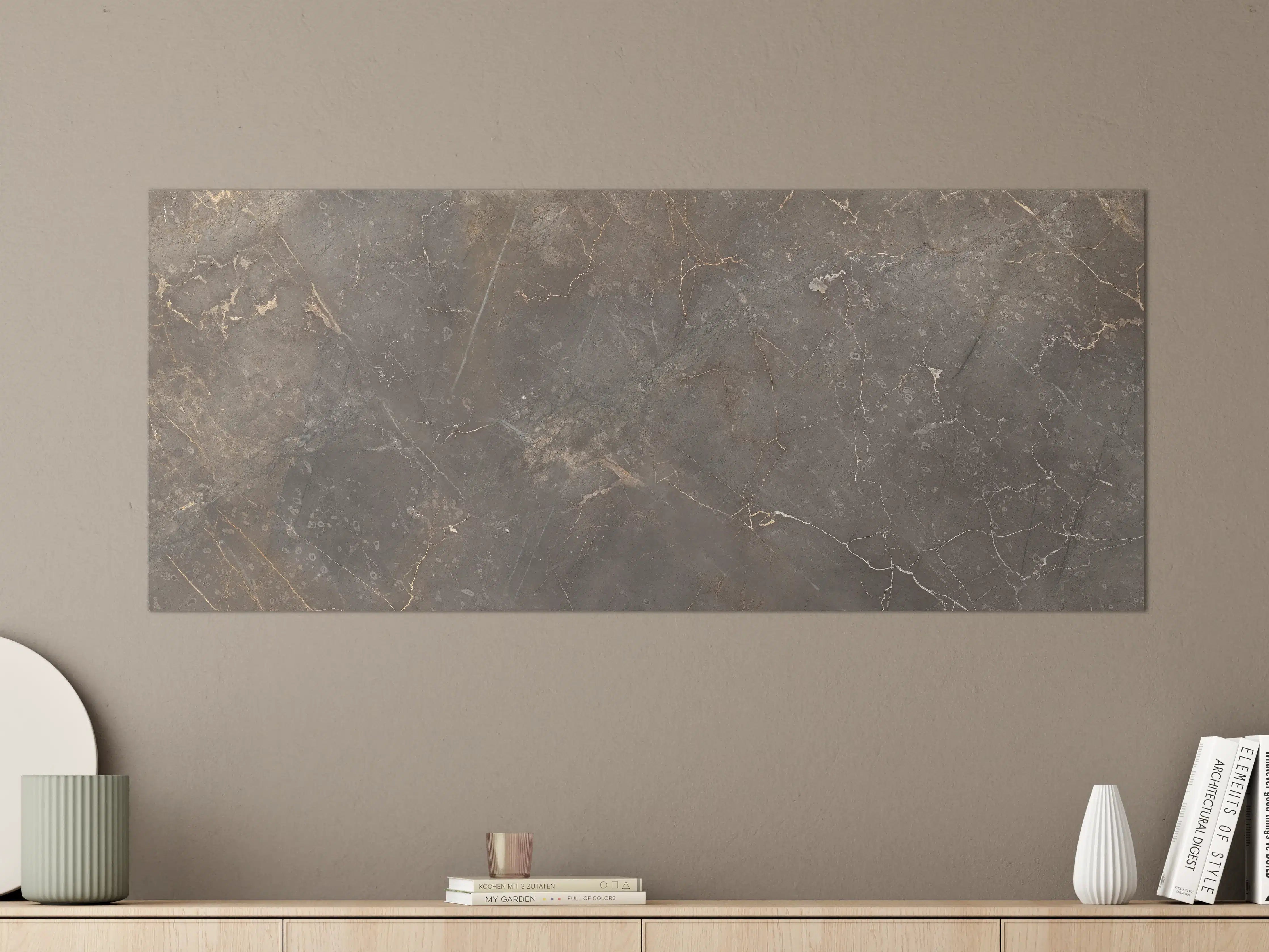 Große Wandbilder - Braun-Grauer Marmor mit Adern