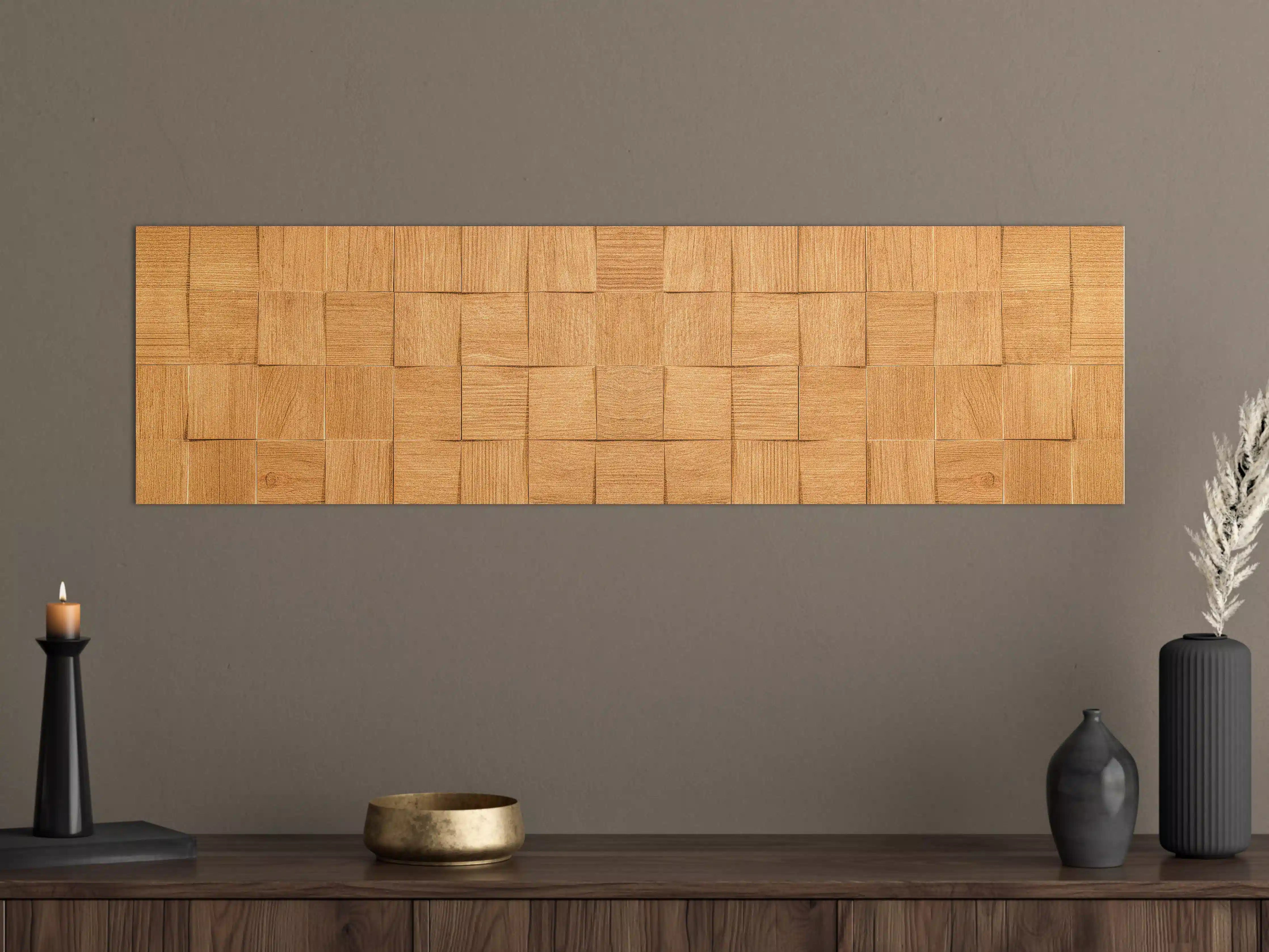 Große Wandbilder - Braune Holzwürfeltextur