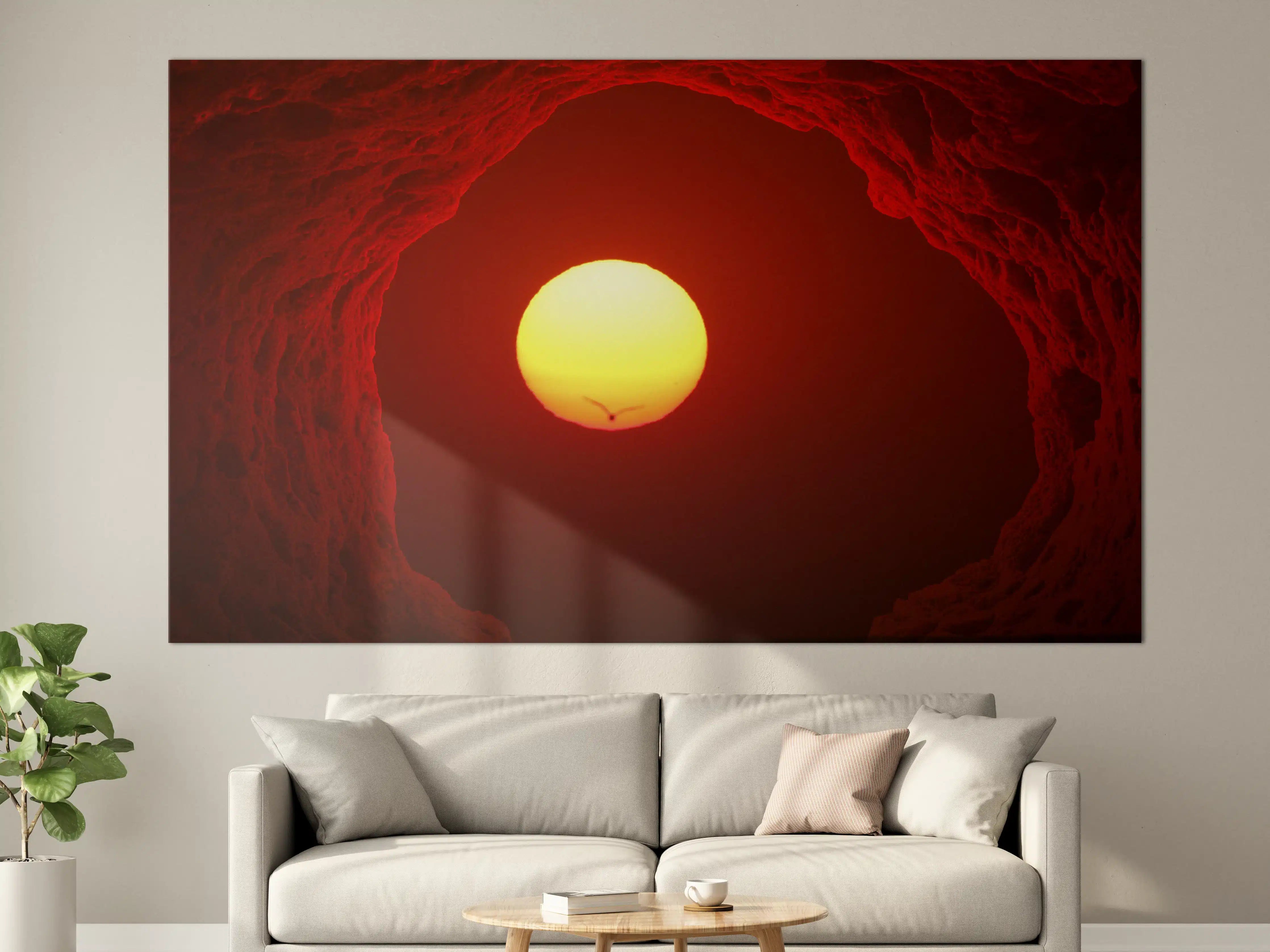 Große Wandbilder - Brennende Sonne im roten Himmel