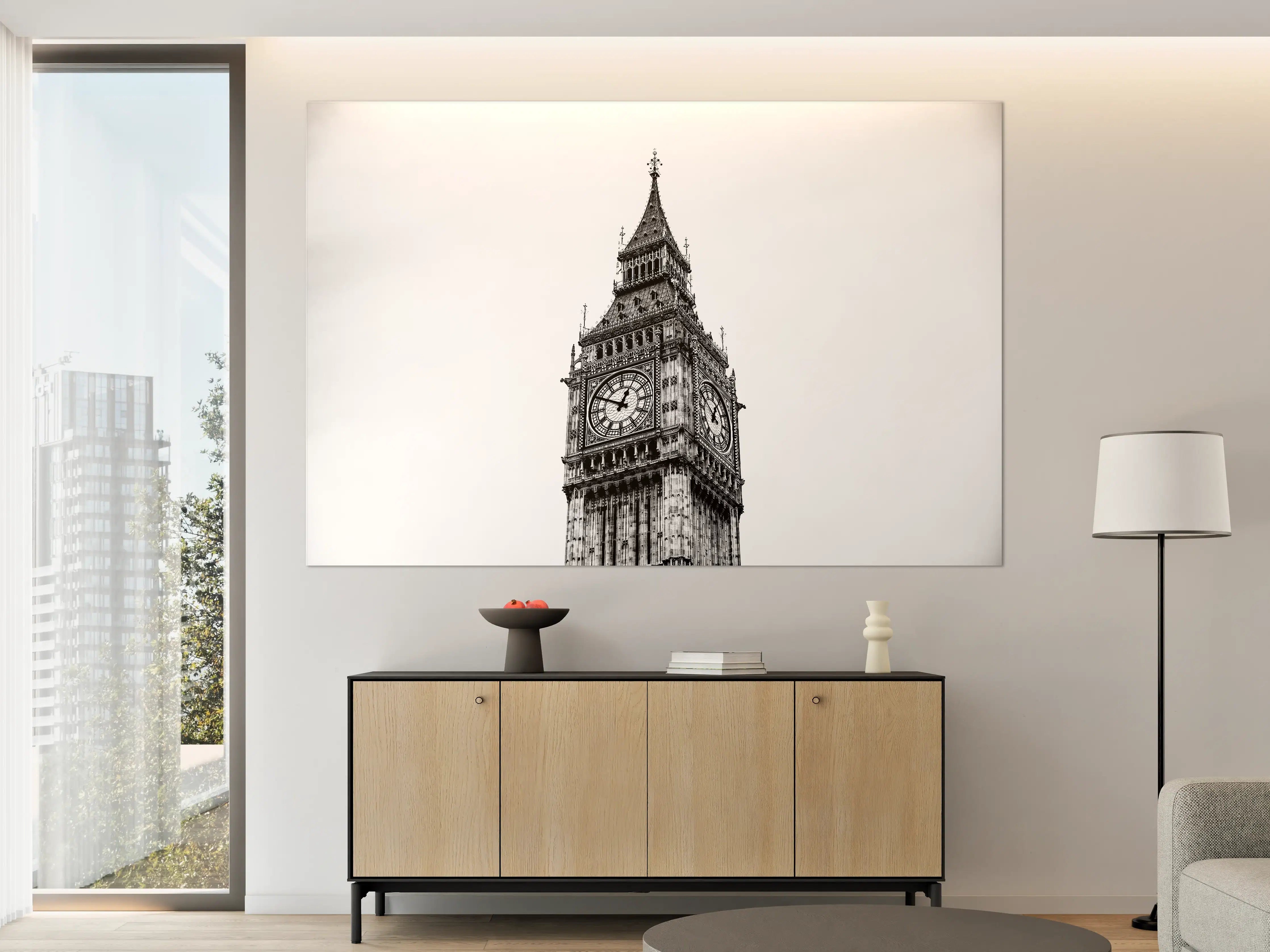 Große Wandbilder - Britischer Wolkenkratzer mit Uhrturm