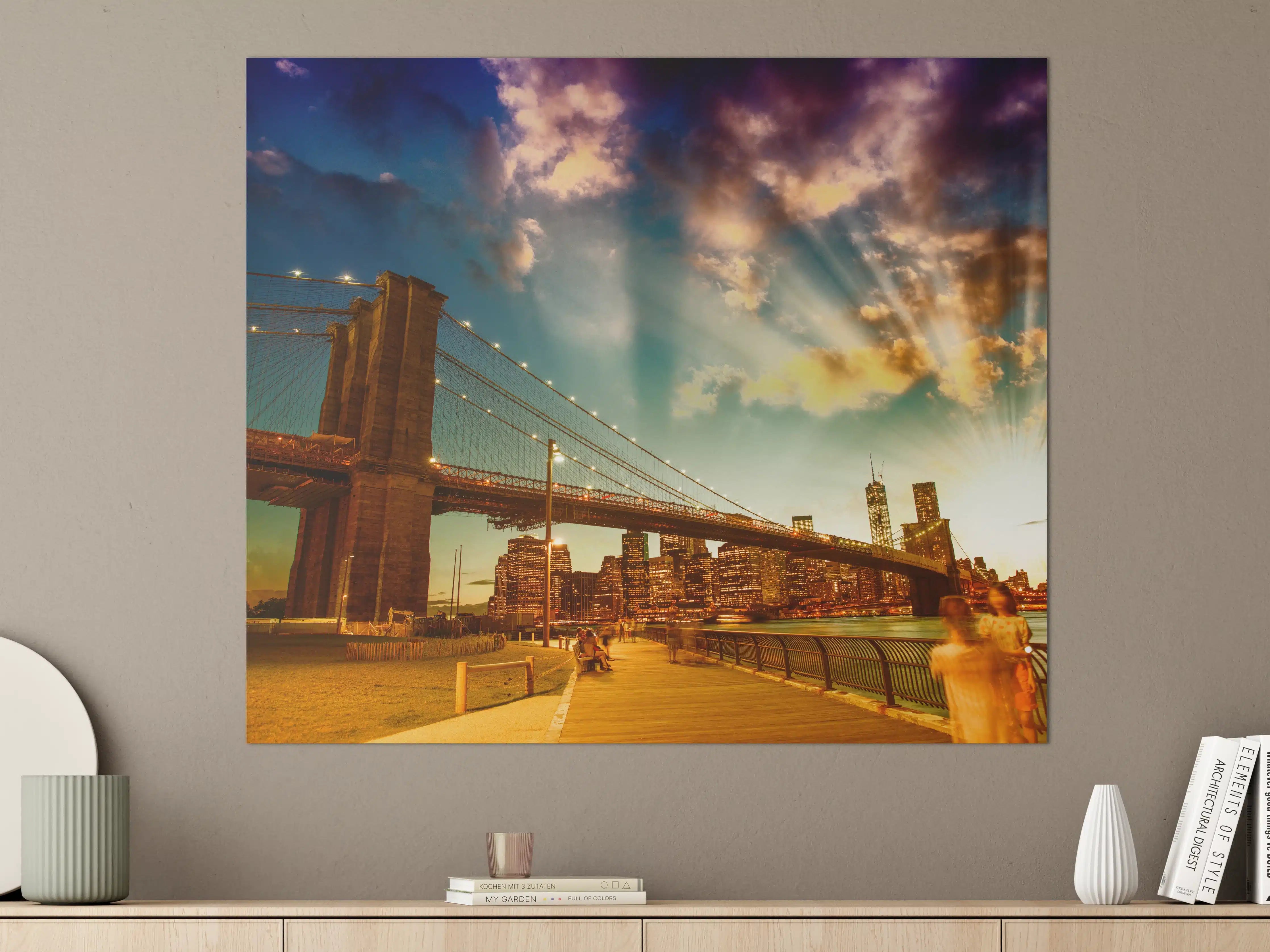 Große Wandbilder - Brooklyn Bridge Park bei Sonnenuntergang