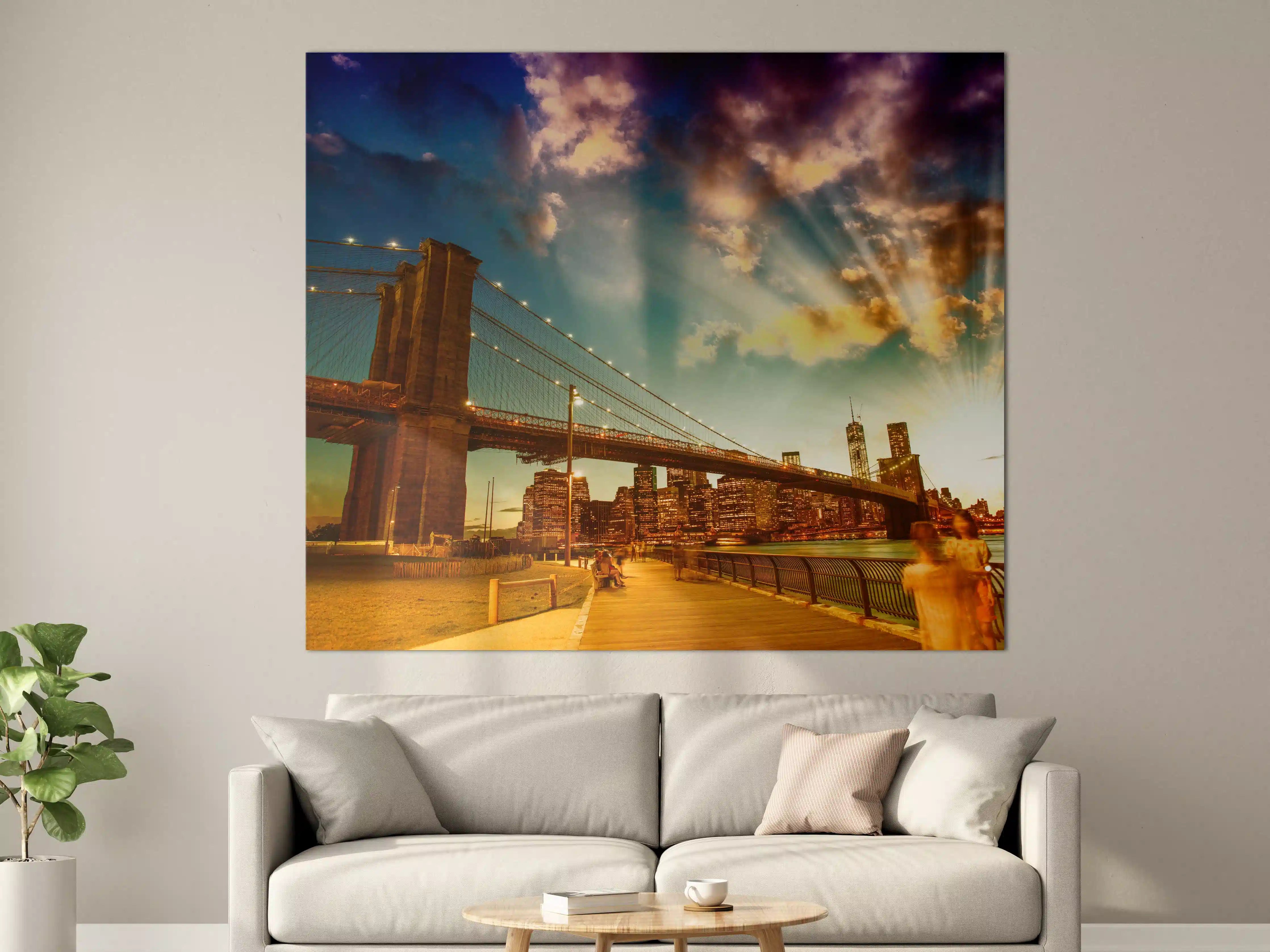 Große Wandbilder - Brooklyn Bridge Park bei Sonnenuntergang