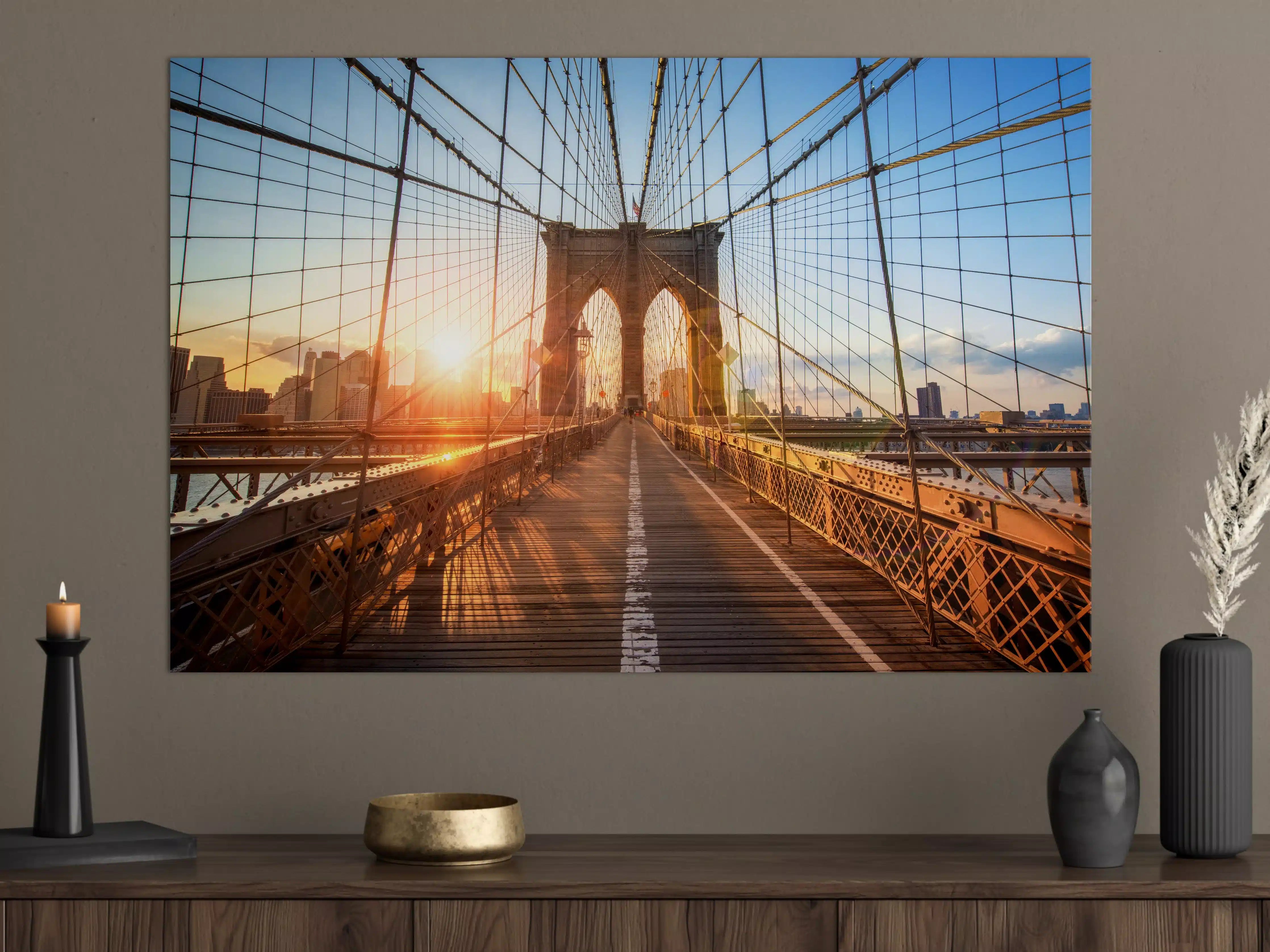 Große Wandbilder - Brooklyn Bridge bei Sonnenuntergang 