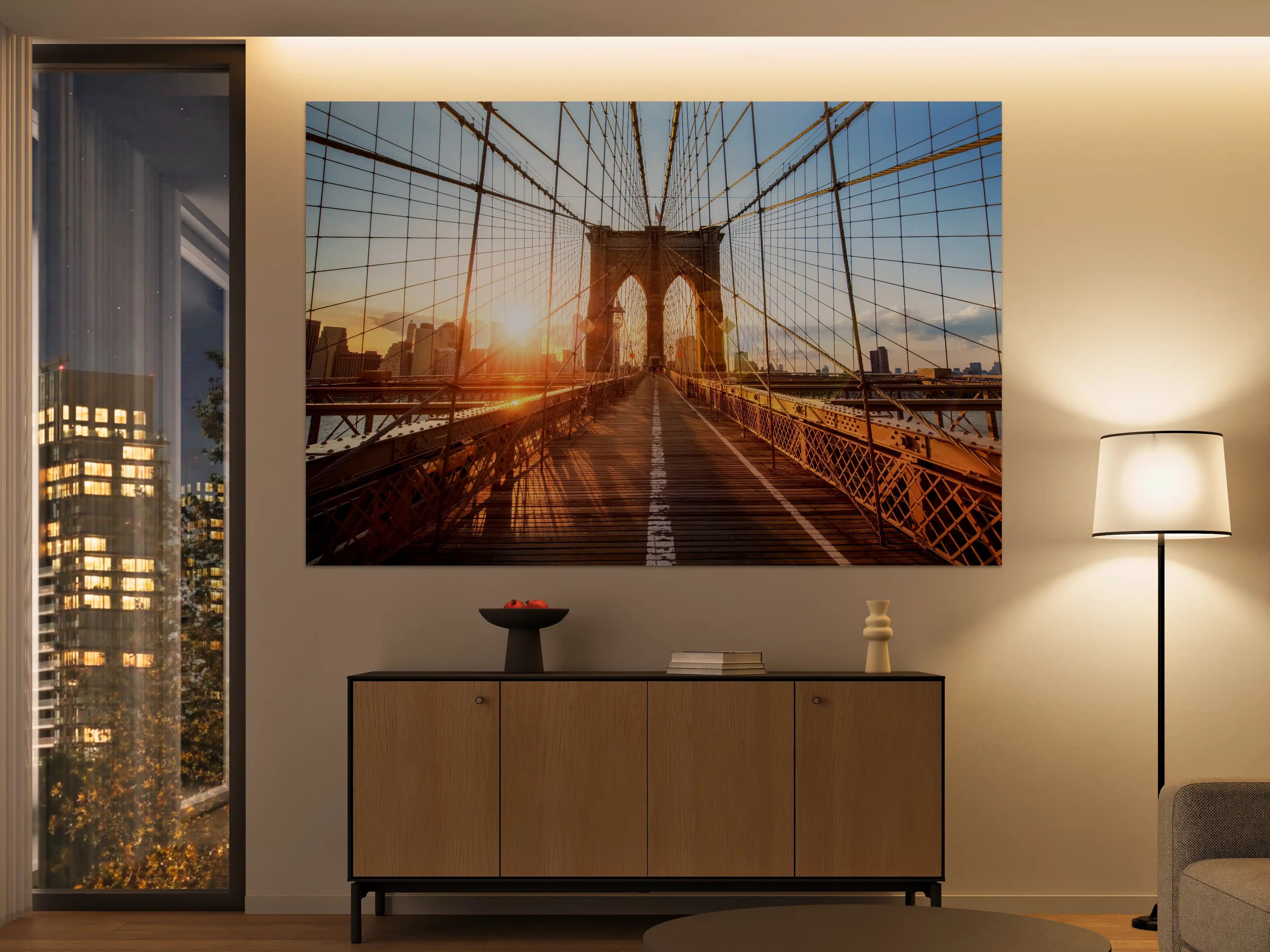 Große Wandbilder - Brooklyn Bridge bei Sonnenuntergang 