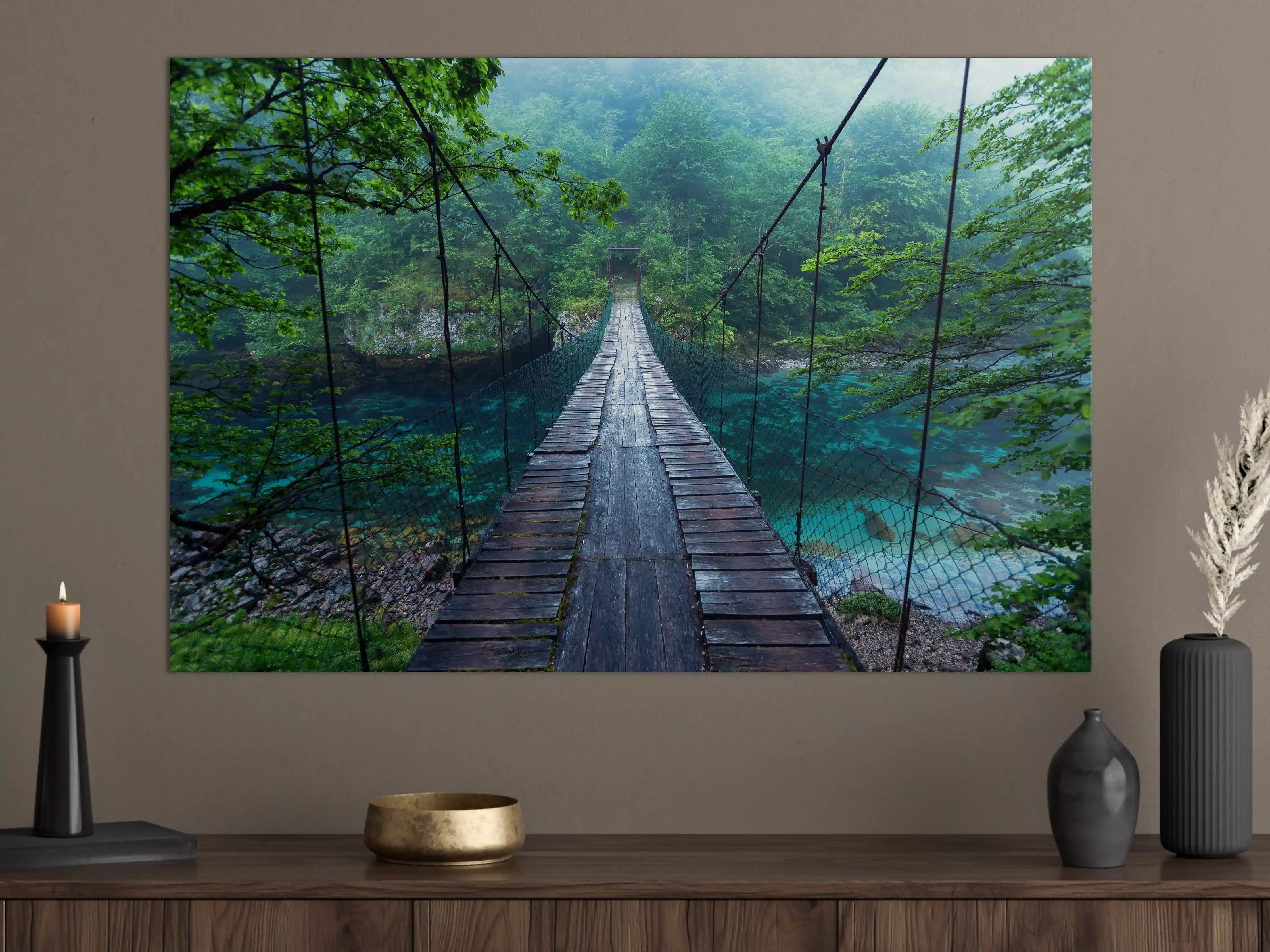Große Wandbilder - Brücke über Kristallklarem Fluss