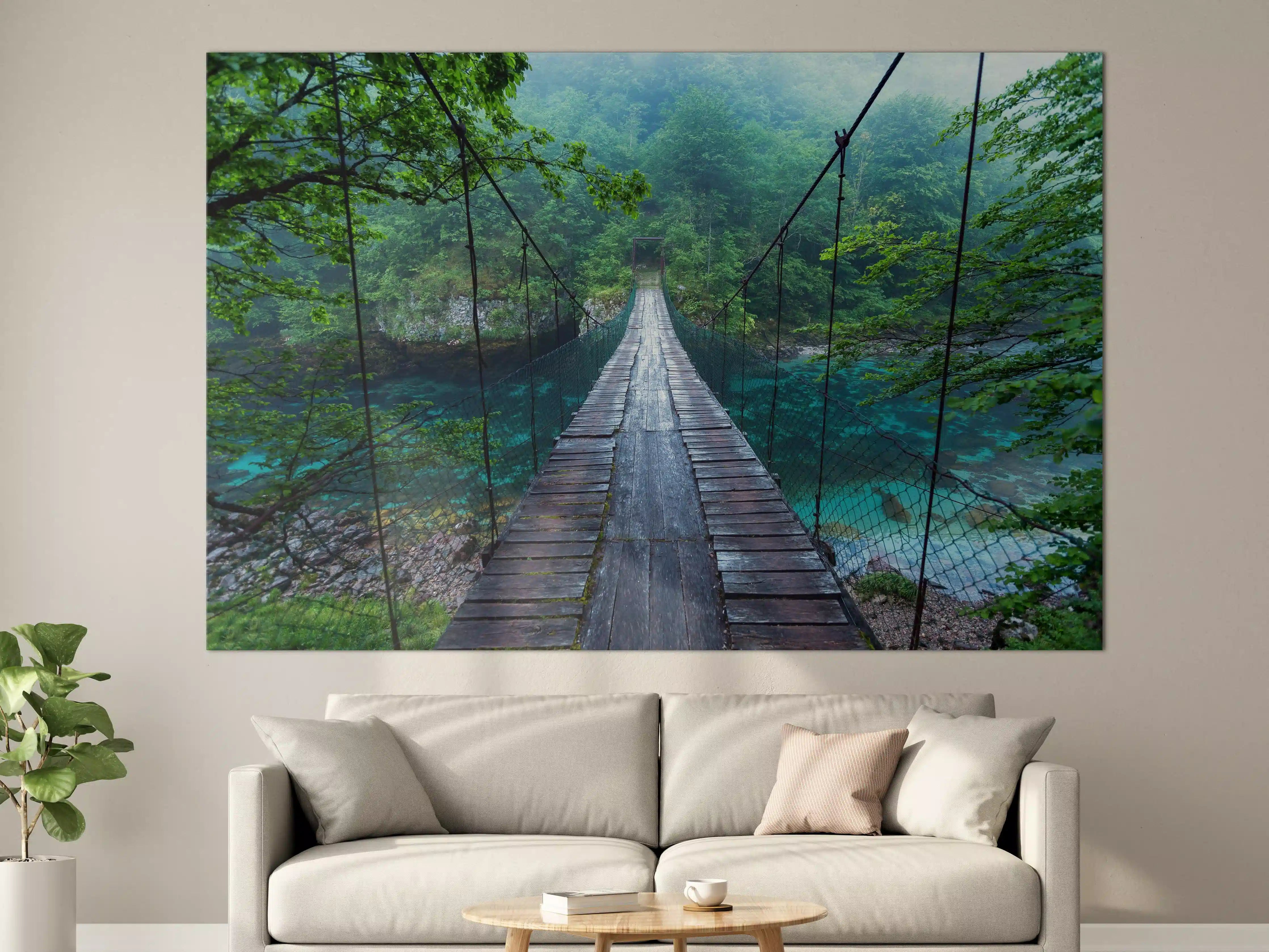Große Wandbilder - Brücke über Kristallklarem Fluss