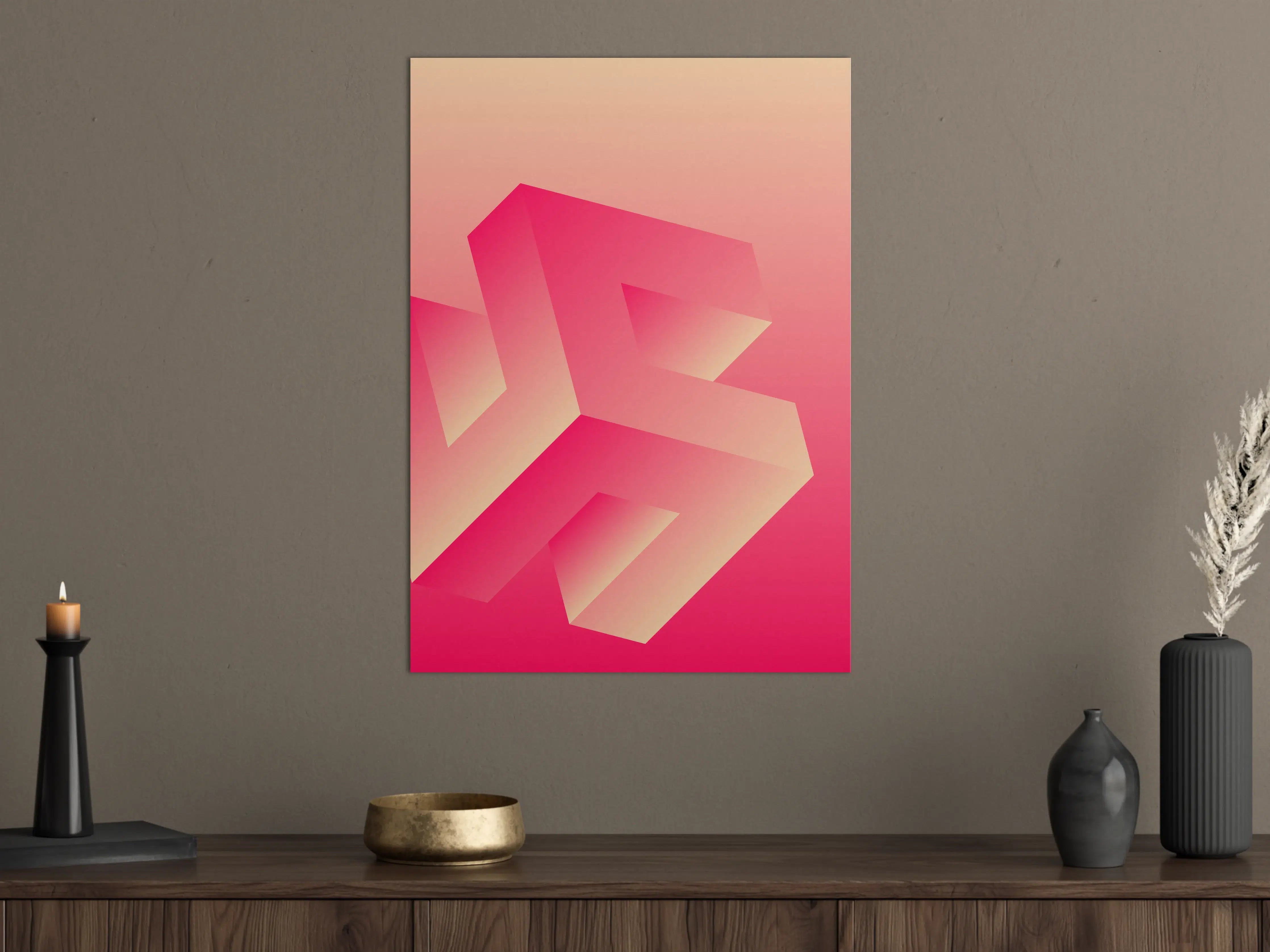 Große Wandbilder - Bunte 3D-Grafik in Pink und Beige