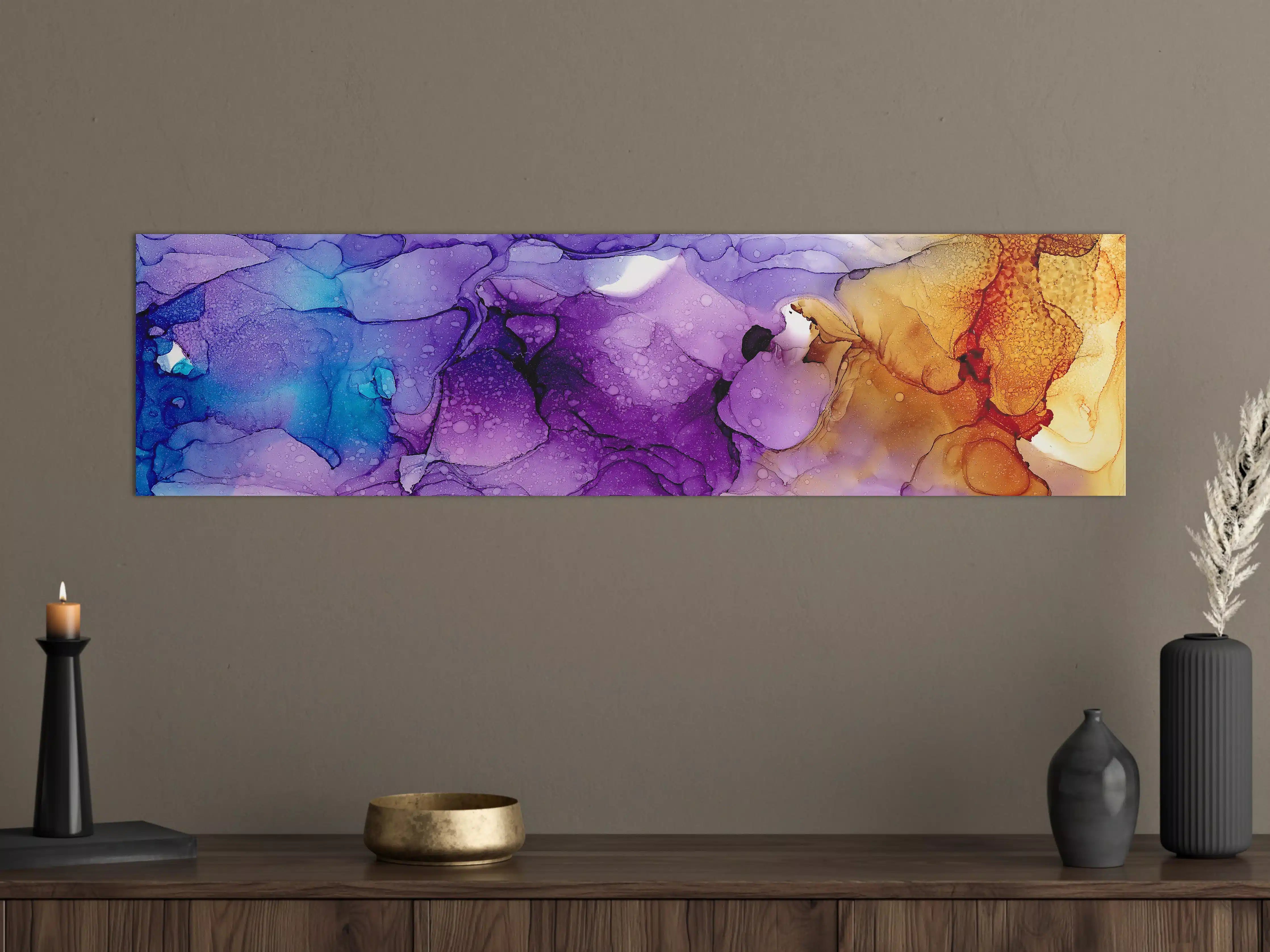 Große Wandbilder - Bunte Aquarell-Ästhetik in Violett, Blau und Gold