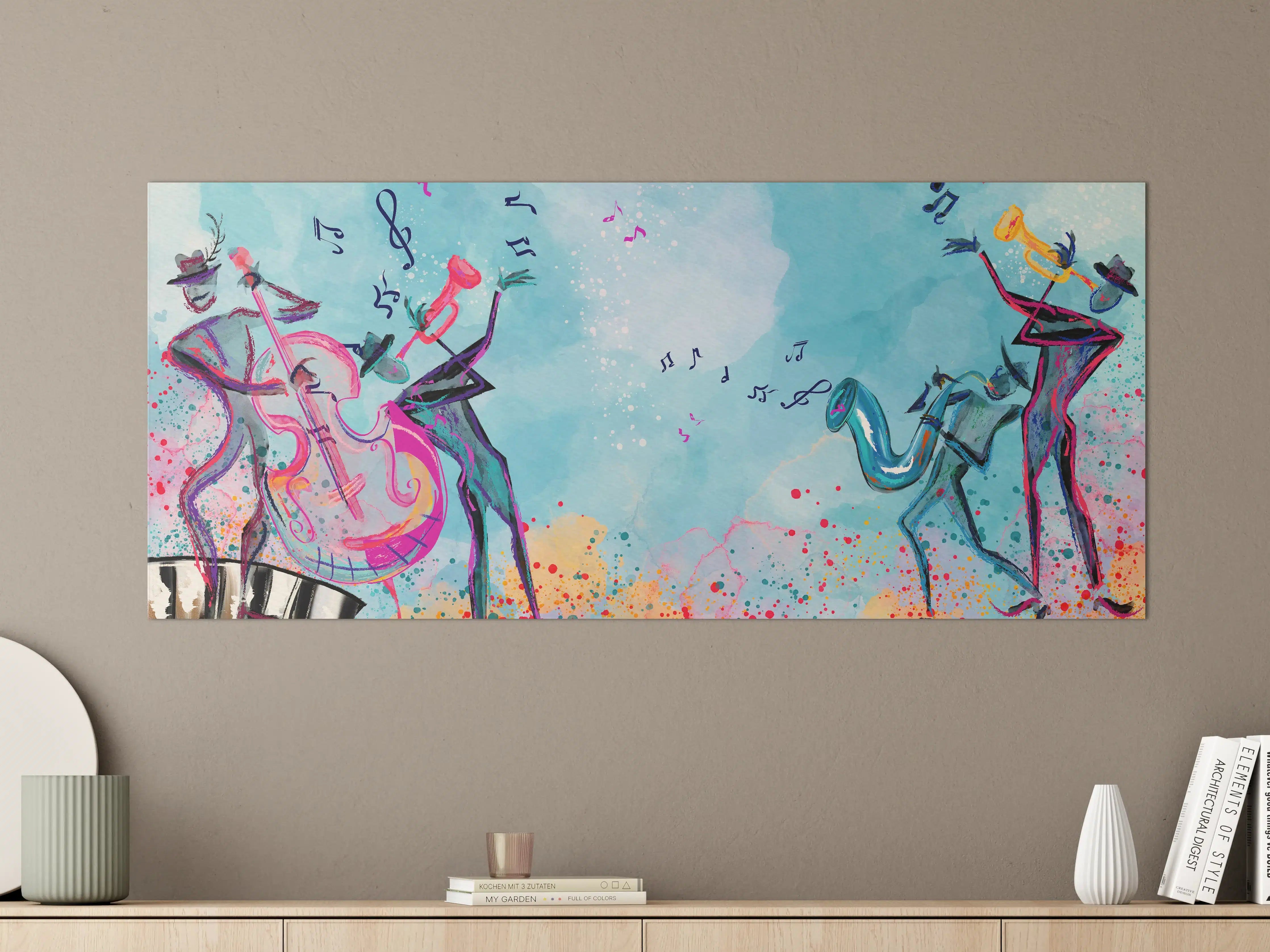 Große Wandbilder - Bunte Aquarell Musikszene