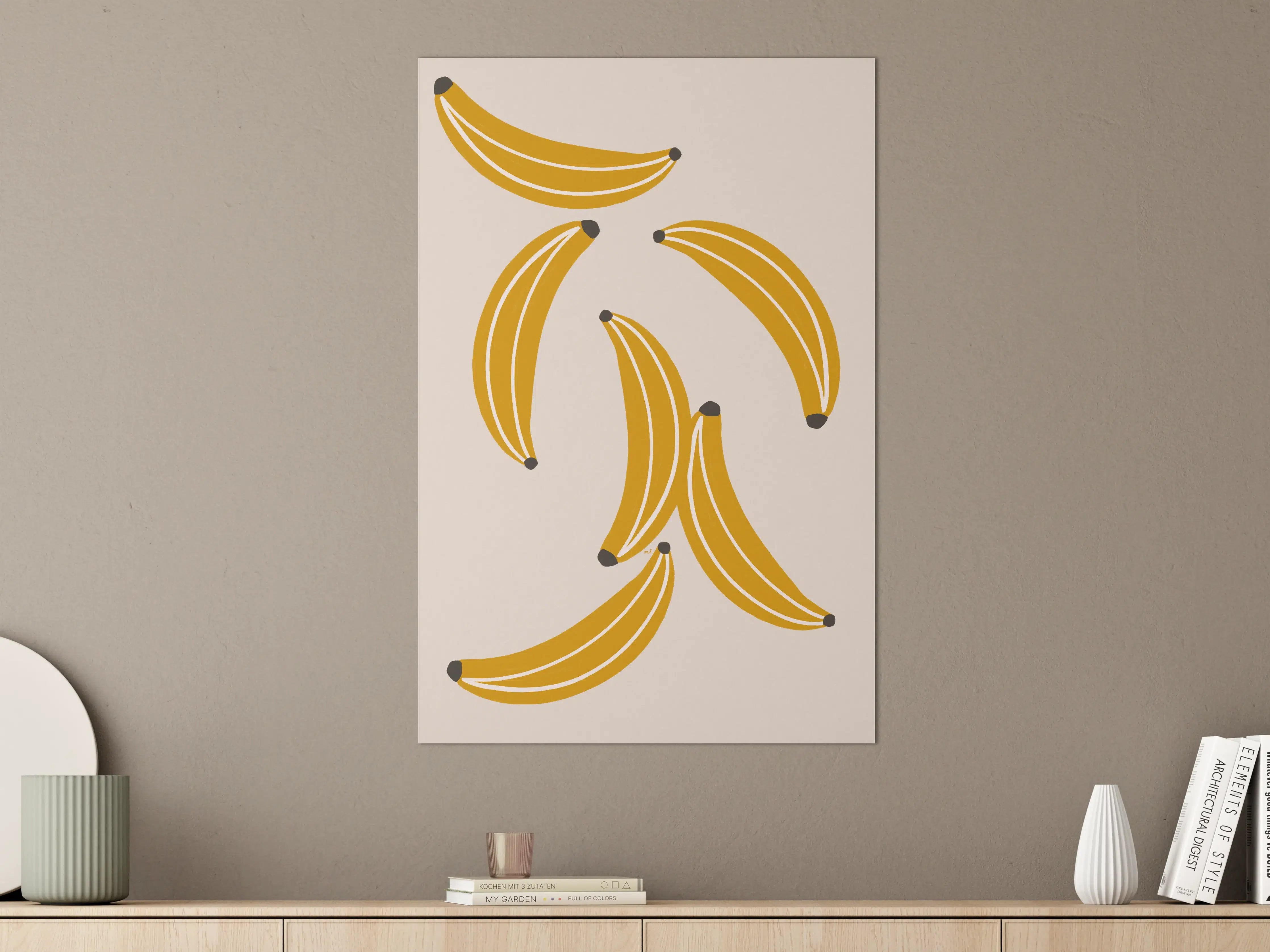 Große Wandbilder - Bunte Bananen auf hellem Hintergrund