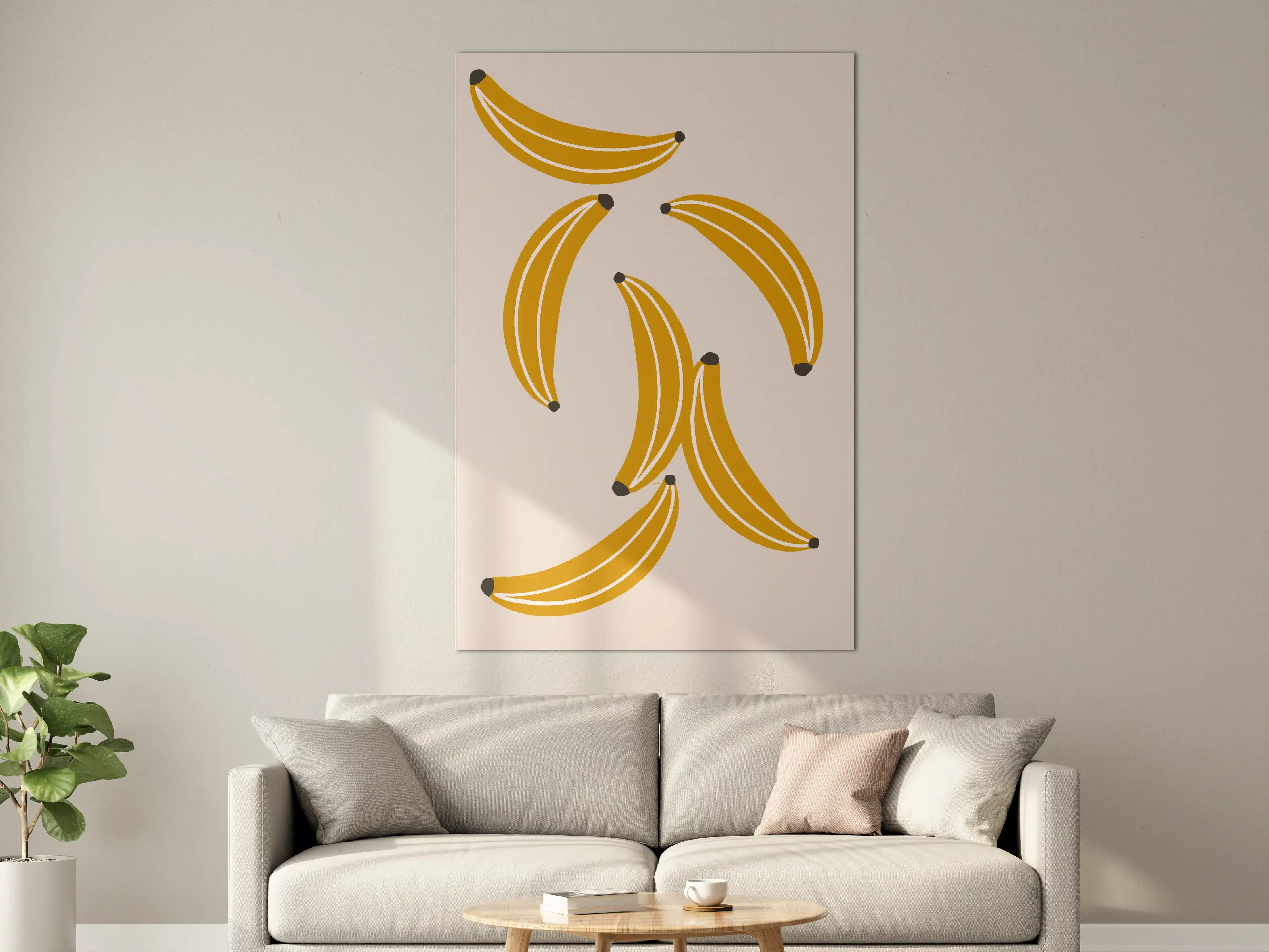 Große Wandbilder - Bunte Bananen auf hellem Hintergrund