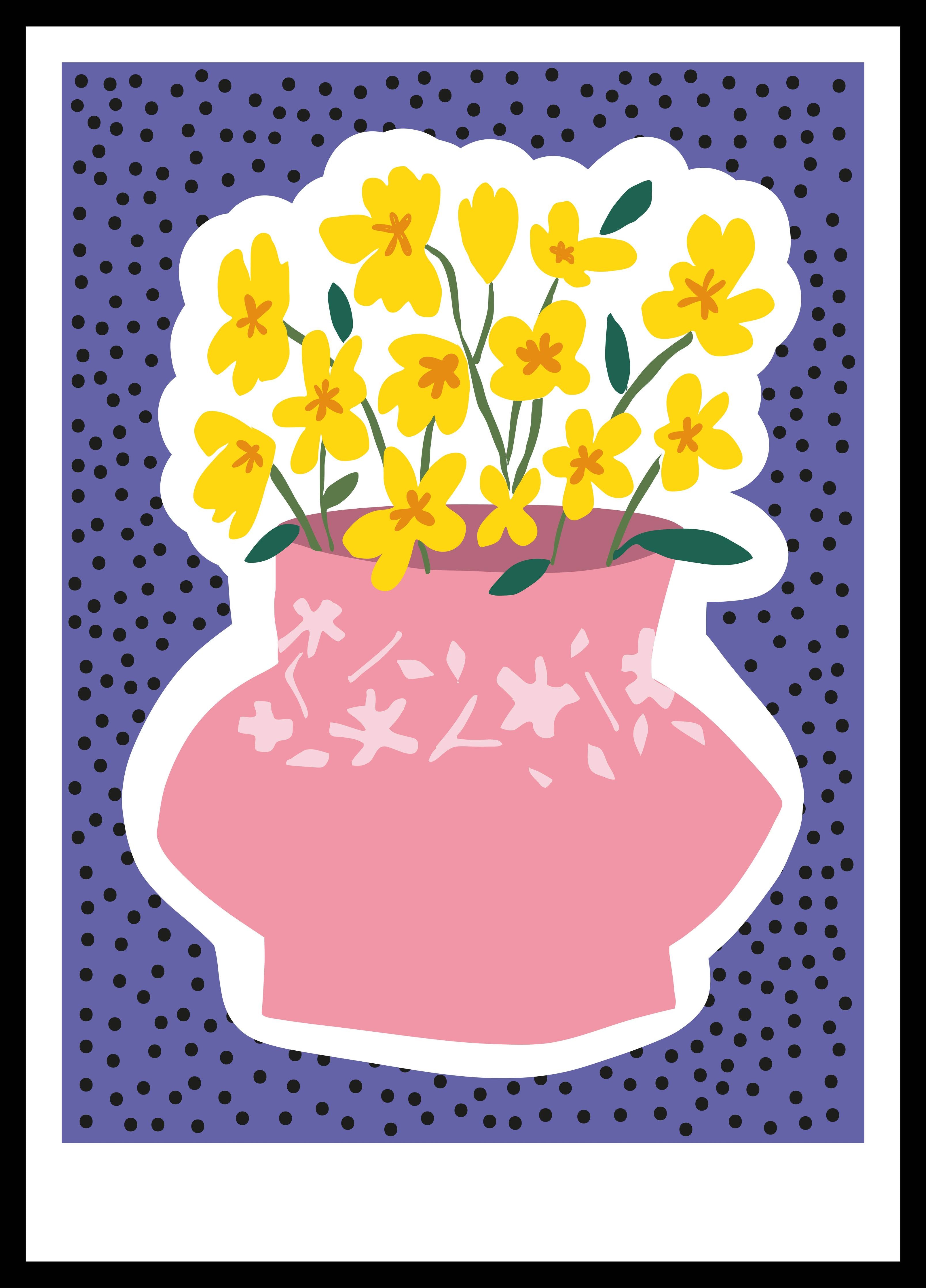Große Wandbilder-Bunte Blumen in rosener Vase