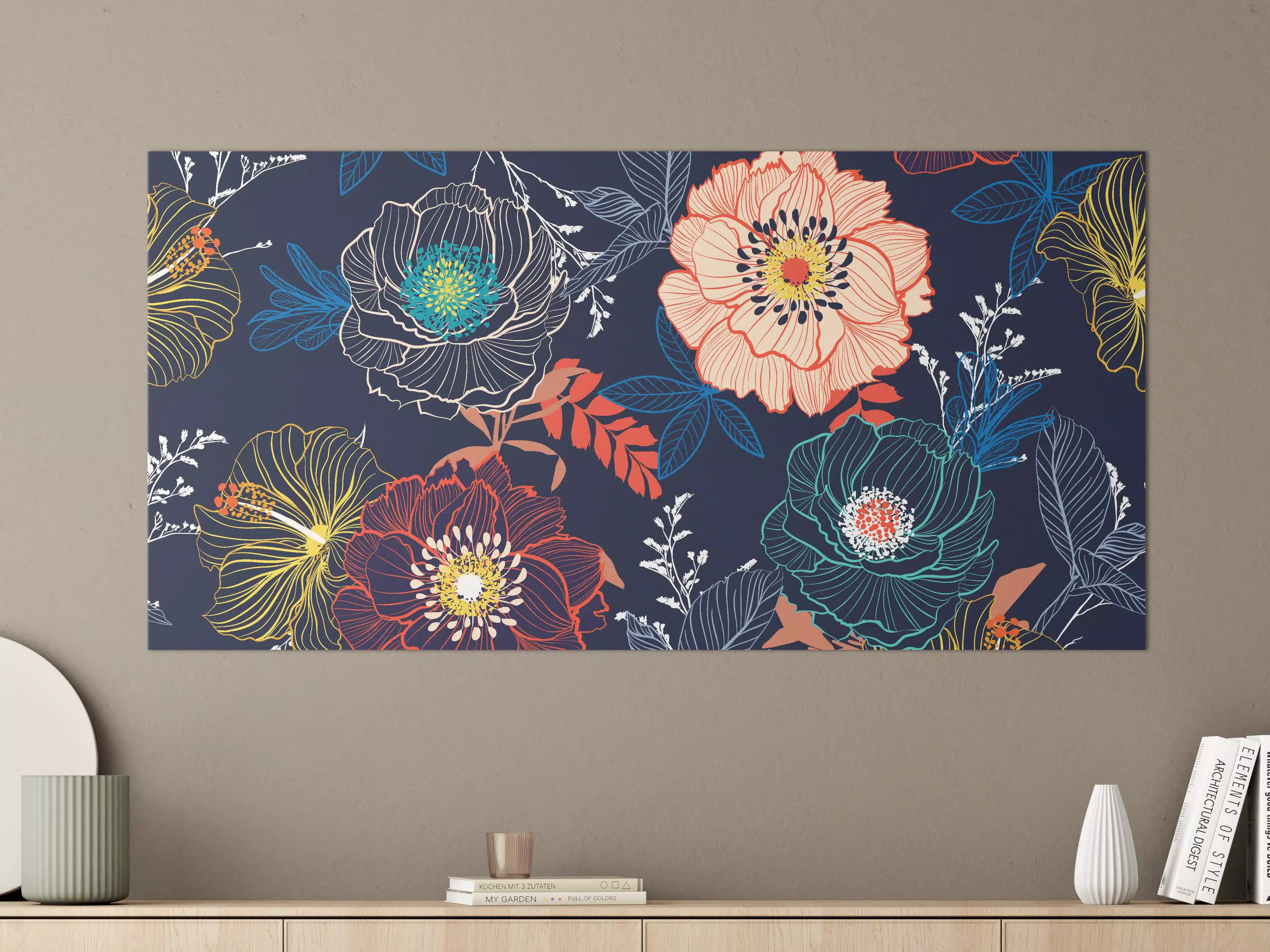 Große Wandbilder - Bunte Blumenkunst