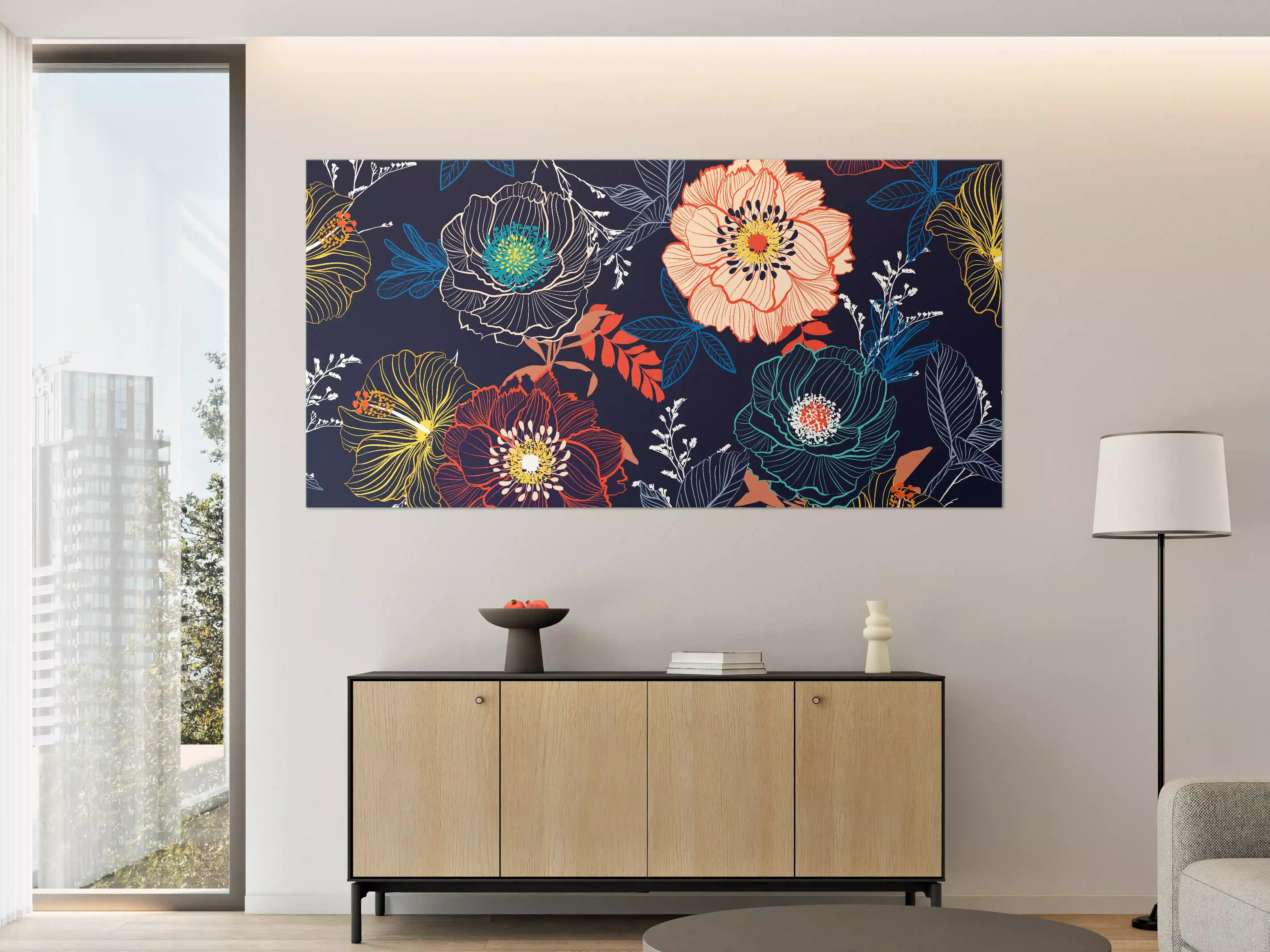 Große Wandbilder - Bunte Blumenkunst