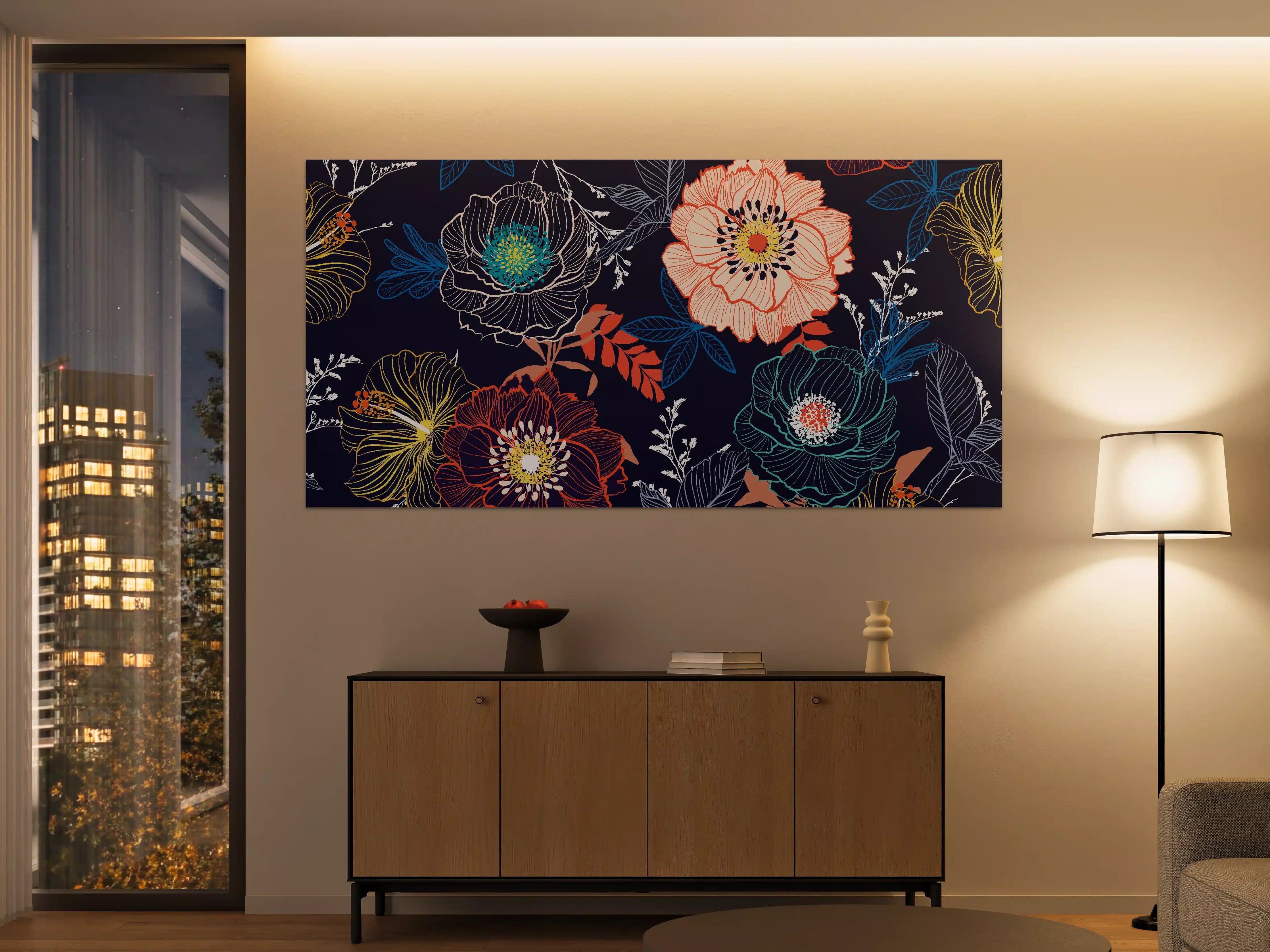Große Wandbilder - Bunte Blumenkunst