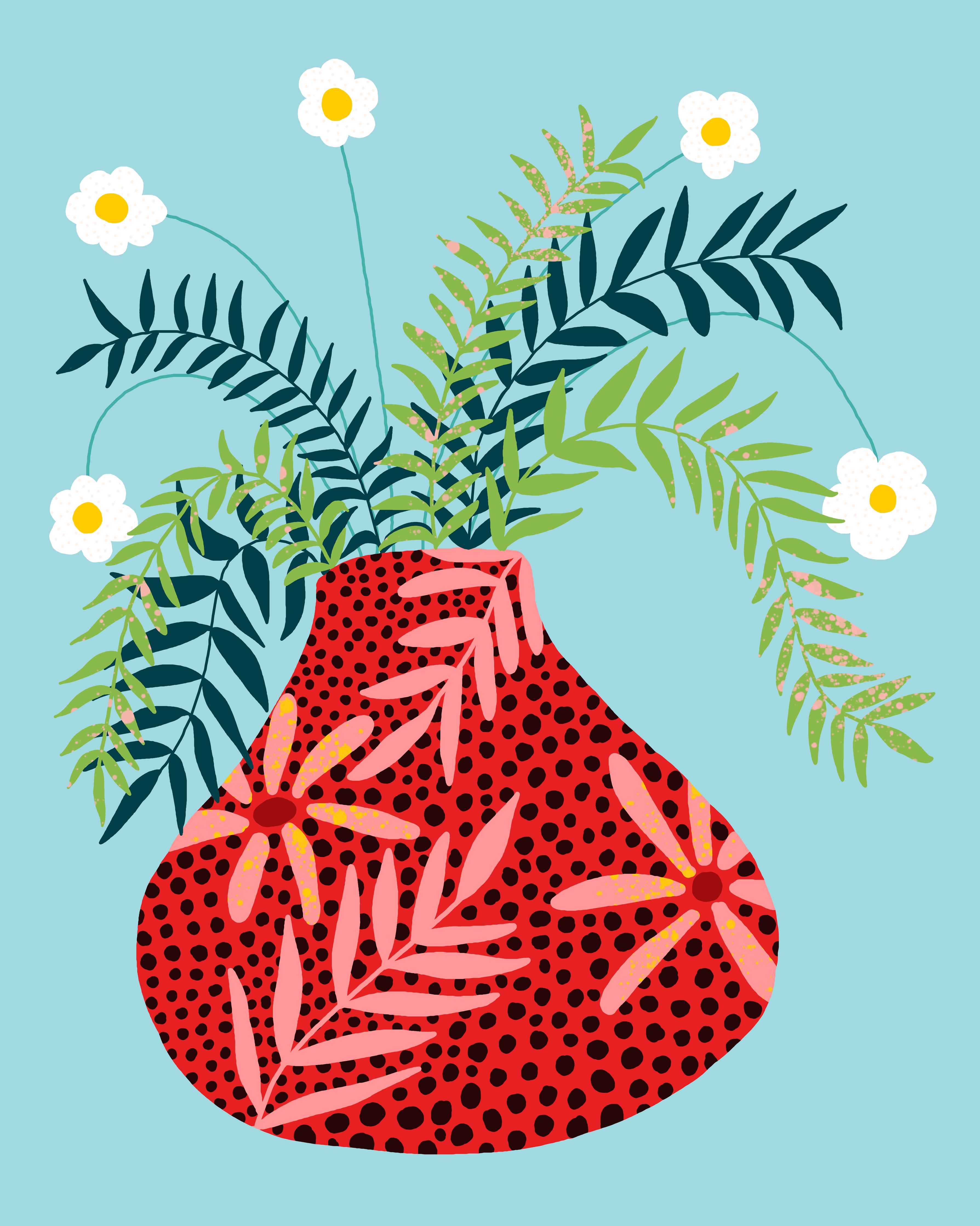Große Wandbilder-Bunte Blumenvasen-Dekoration