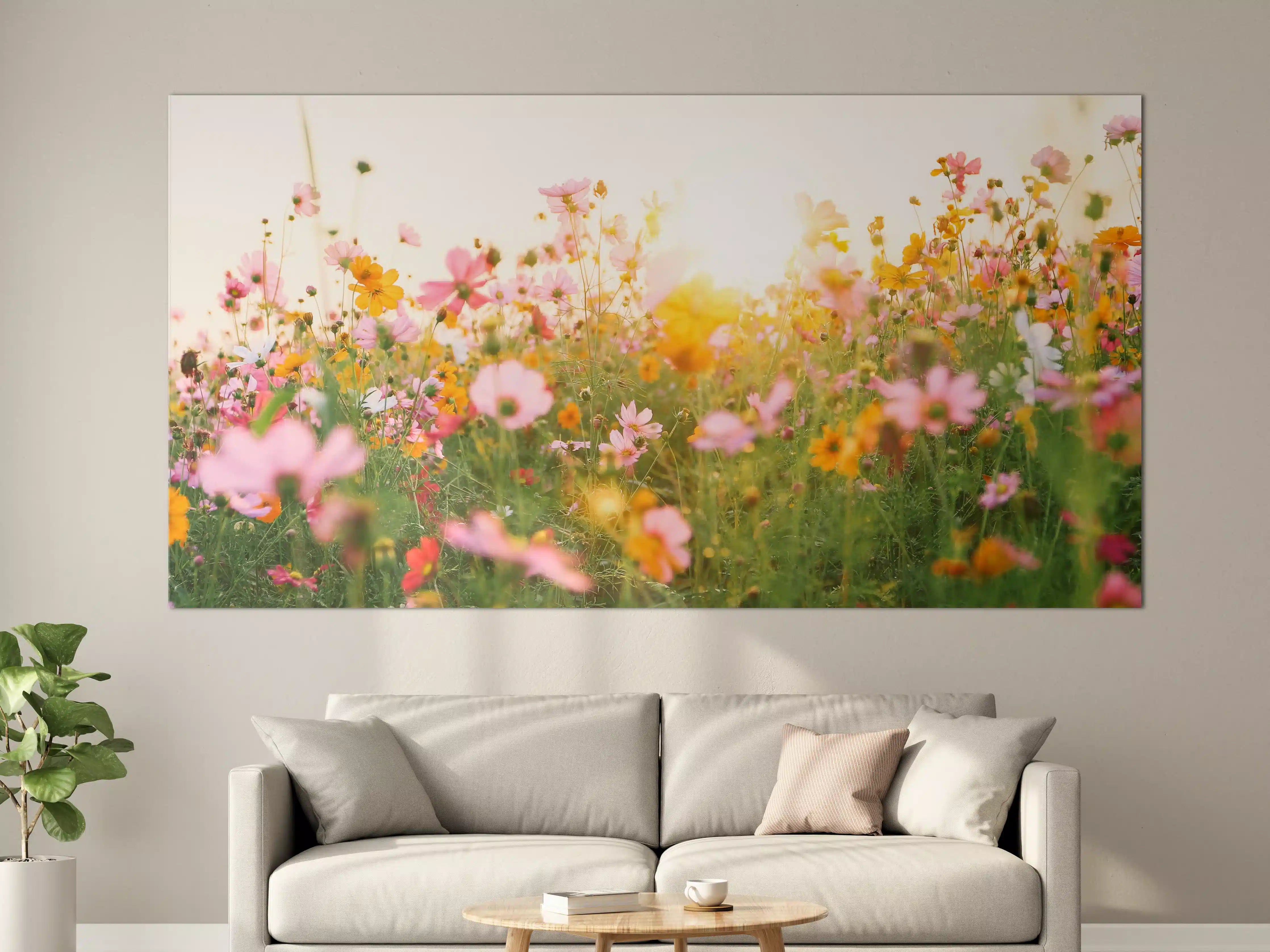 Große Wandbilder - Bunte Blumenwiese im Sonnenlicht