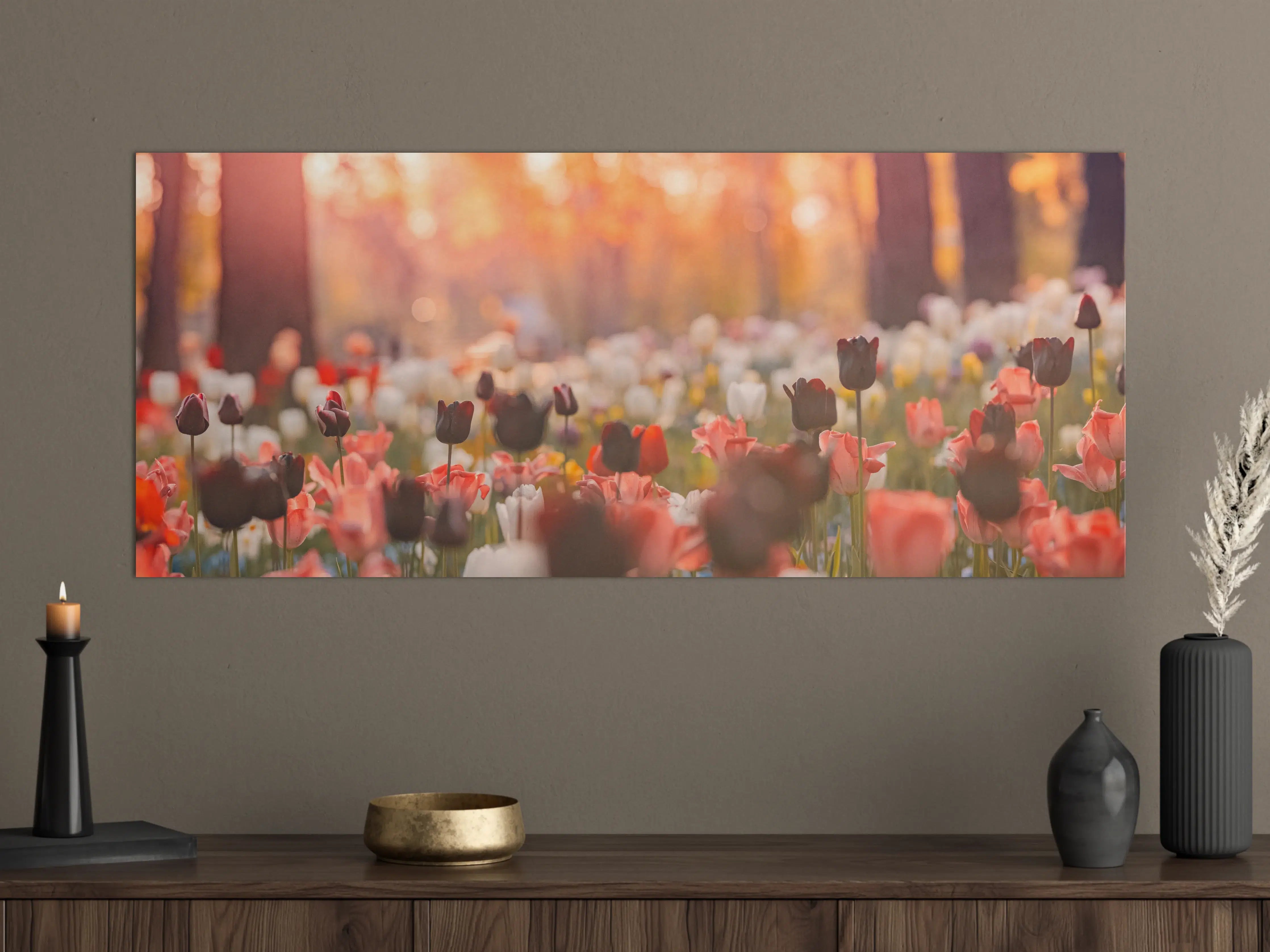 Große Wandbilder - Bunte Blumenwiese mit Tulpen