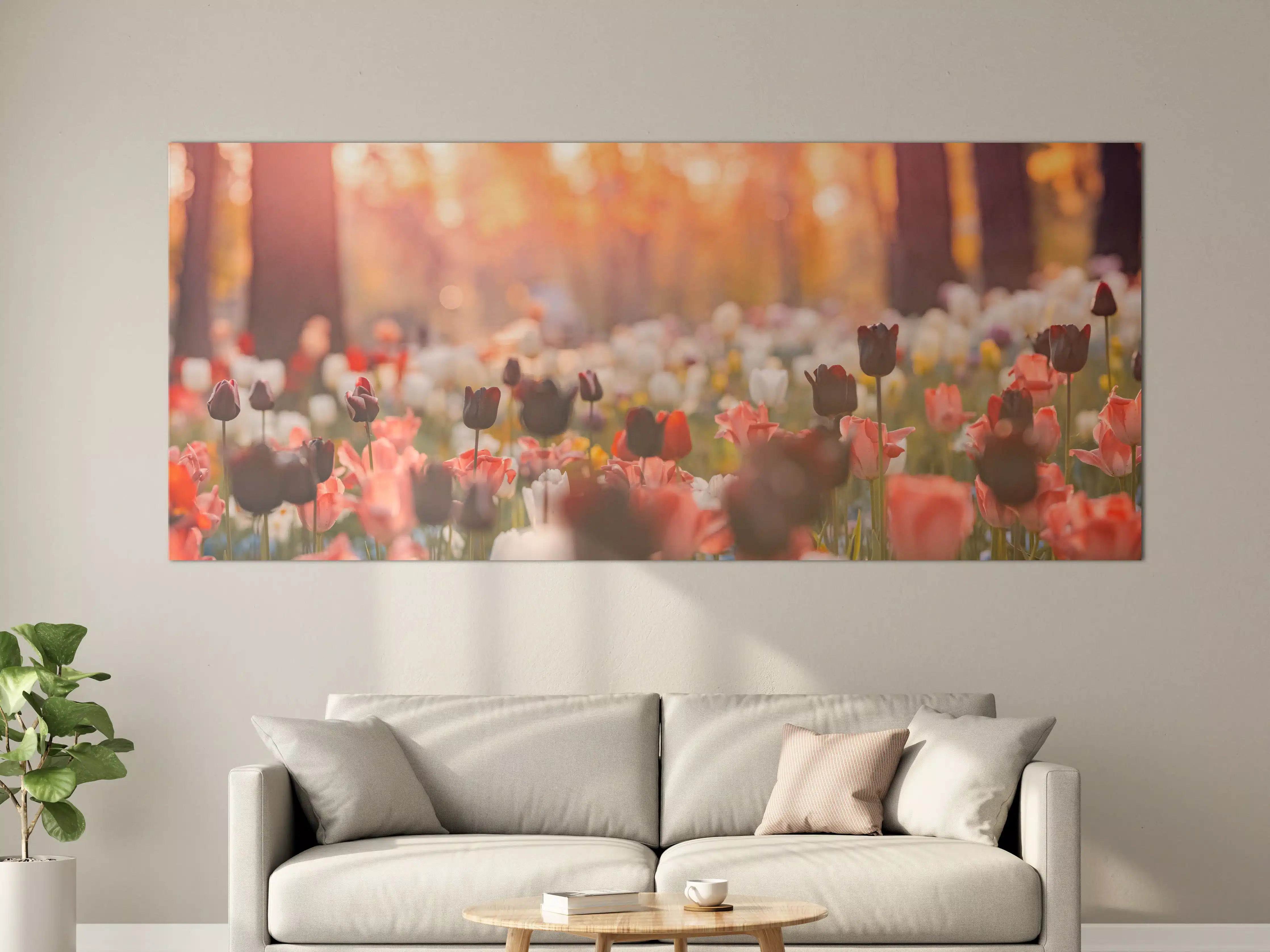 Große Wandbilder - Bunte Blumenwiese mit Tulpen
