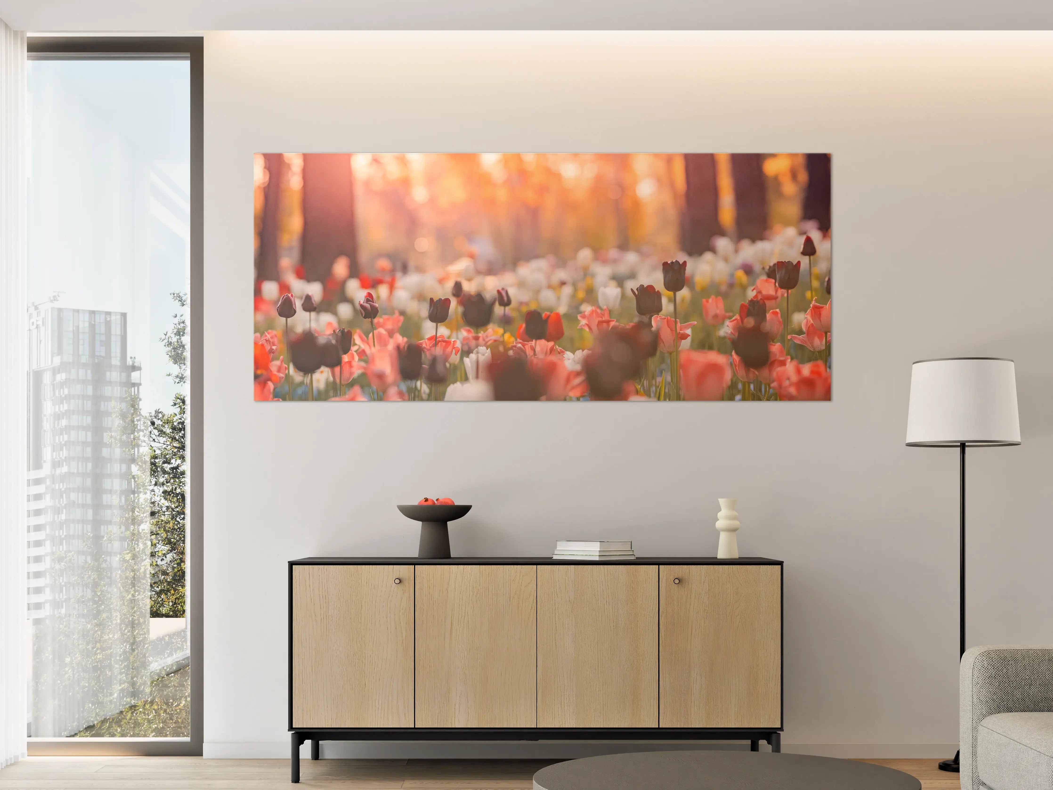 Große Wandbilder - Bunte Blumenwiese mit Tulpen