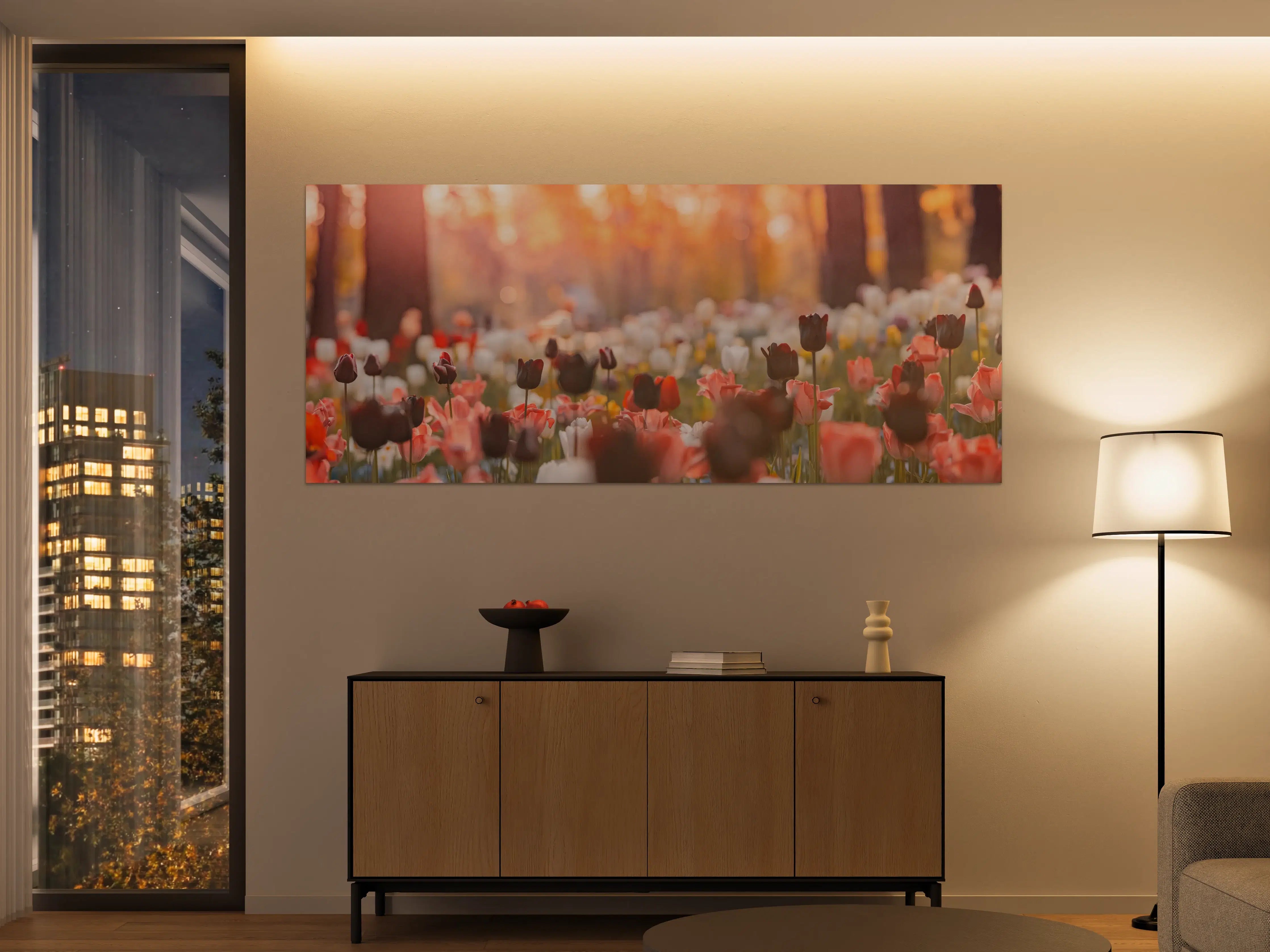Große Wandbilder - Bunte Blumenwiese mit Tulpen