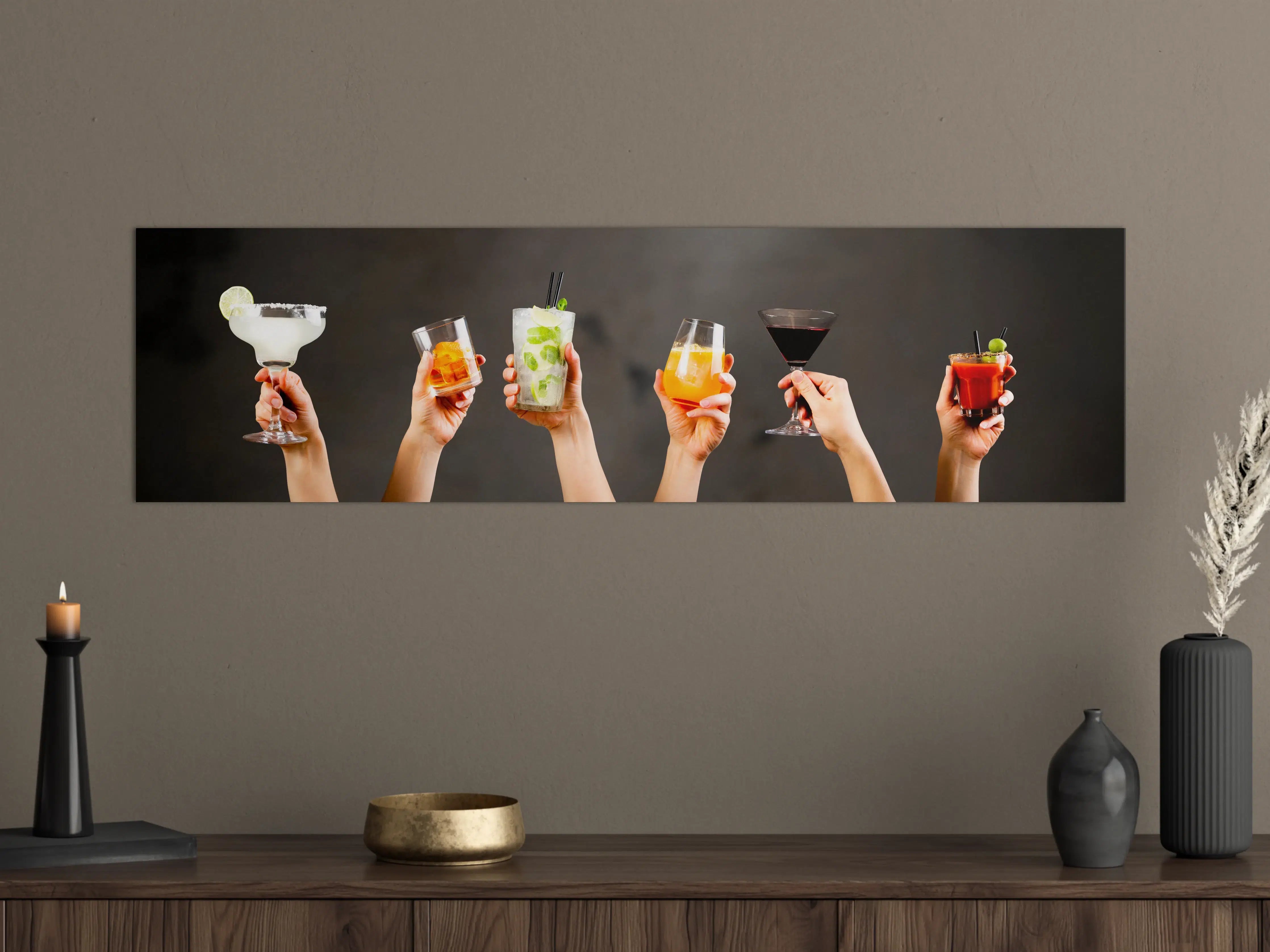 Große Wandbilder - Bunte Cocktailgläser Rustikaler Stil