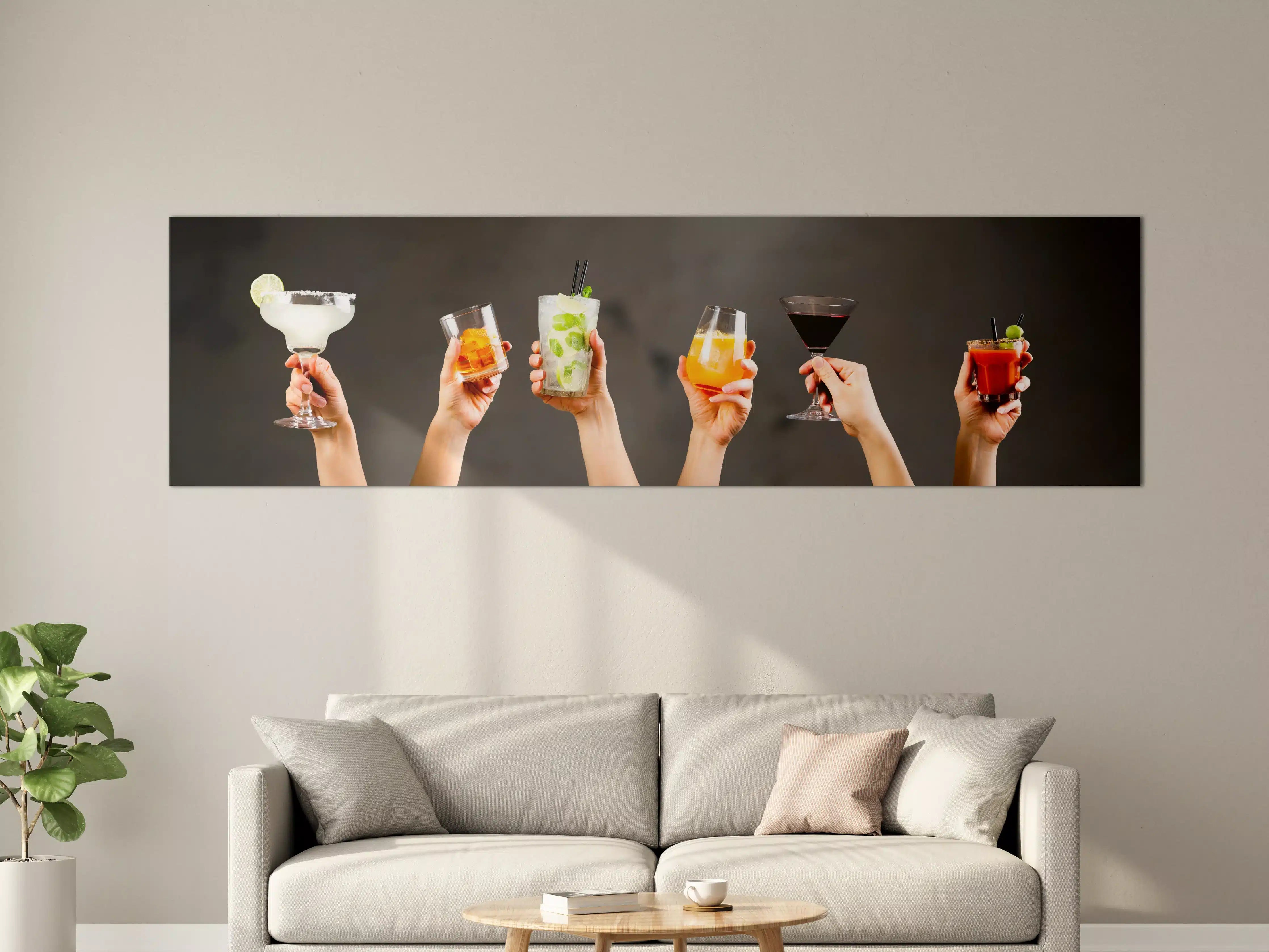 Große Wandbilder - Bunte Cocktailgläser Rustikaler Stil