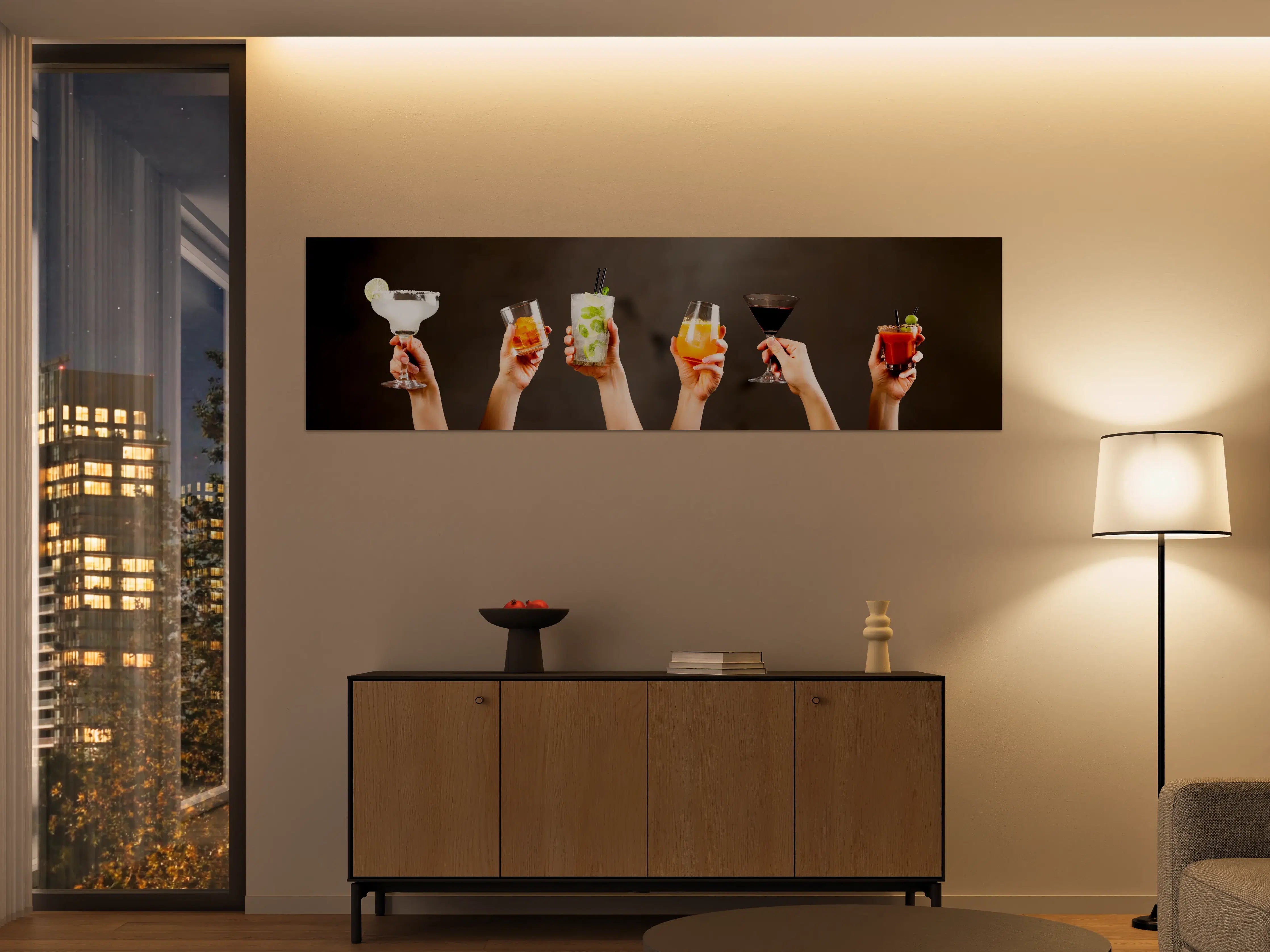 Große Wandbilder - Bunte Cocktailgläser Rustikaler Stil