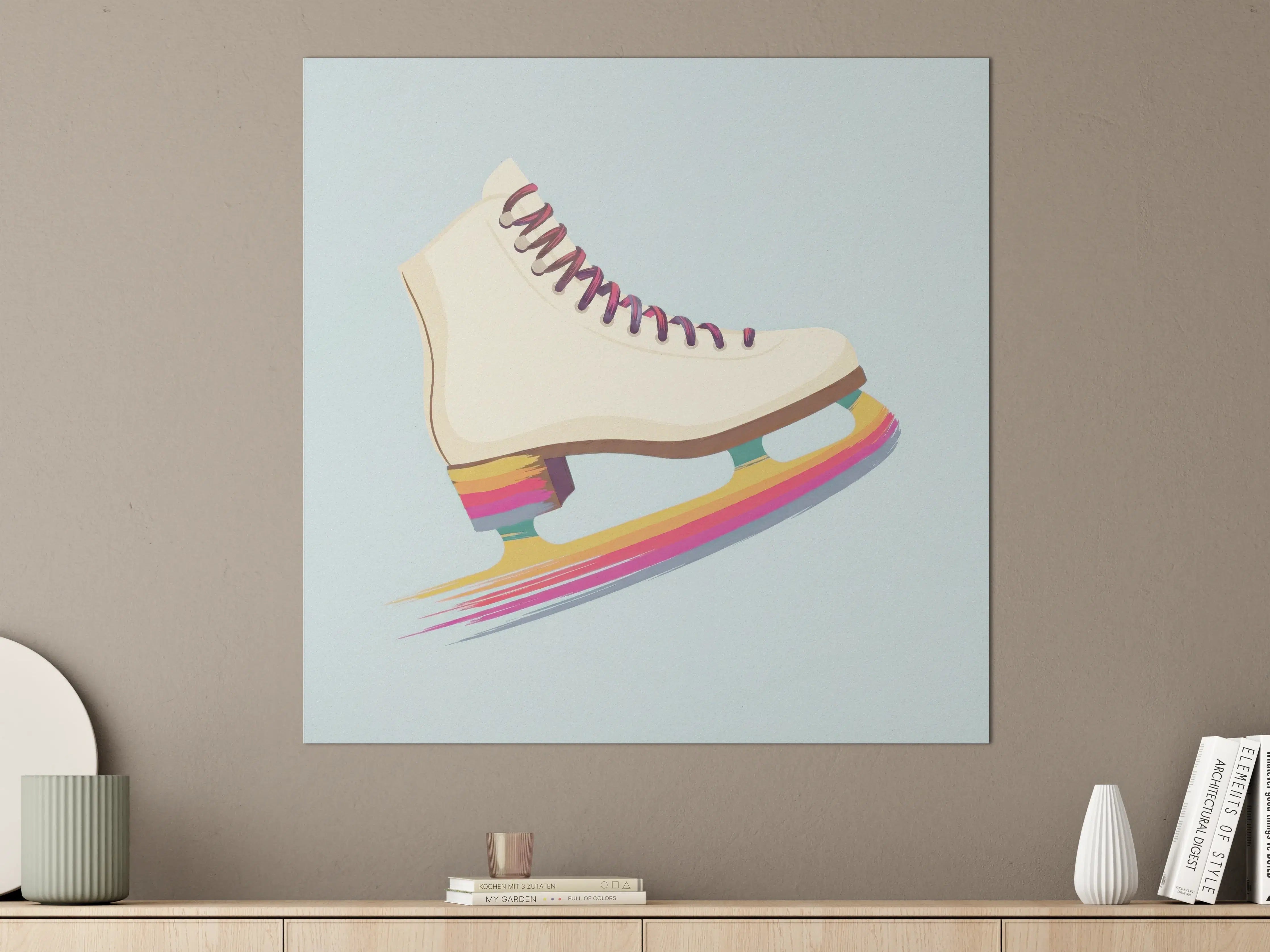 Große Wandbilder - Bunte Eislauf-Schuhe mit Regenbogen-Optik