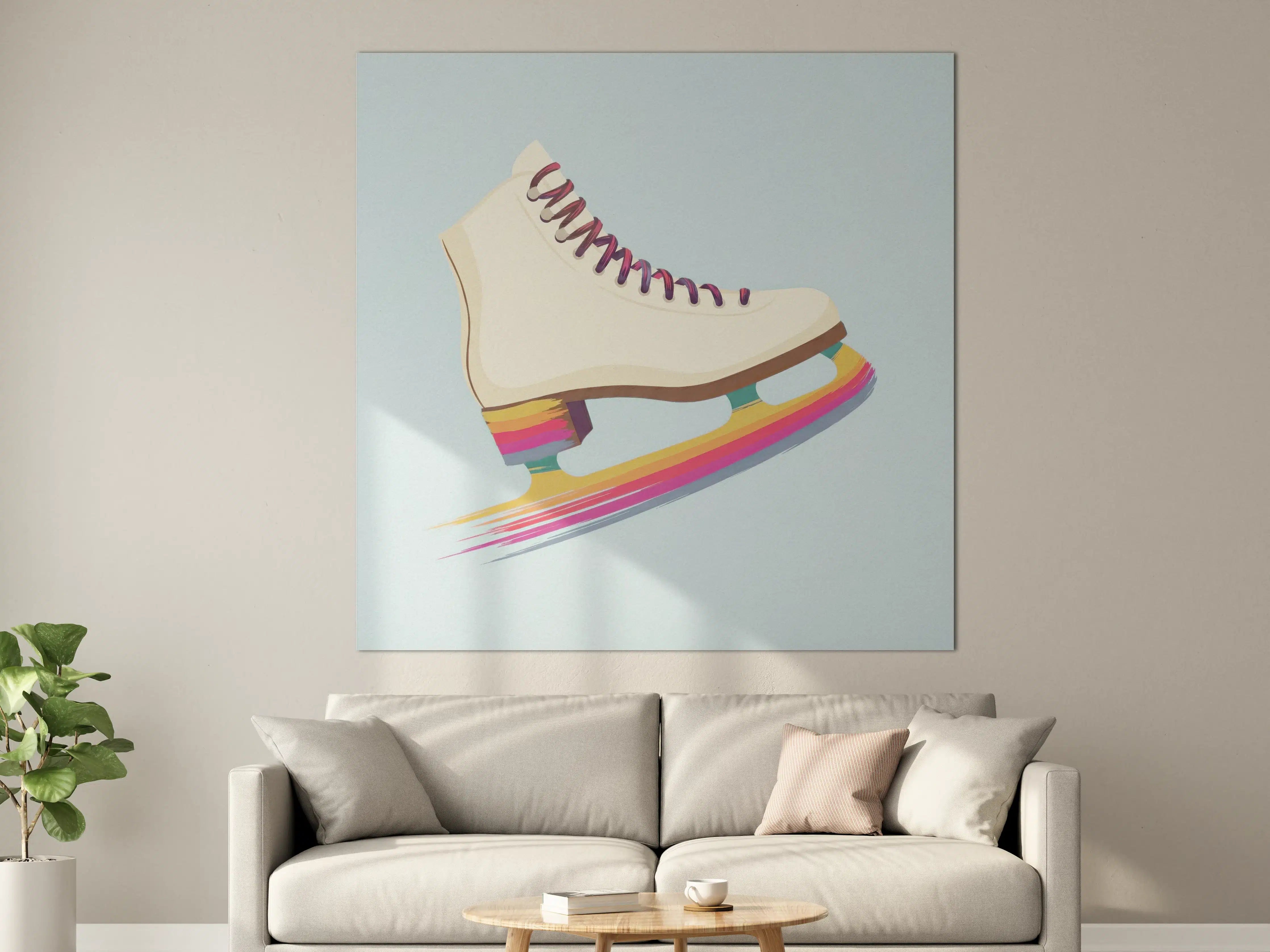 Große Wandbilder - Bunte Eislauf-Schuhe mit Regenbogen-Optik