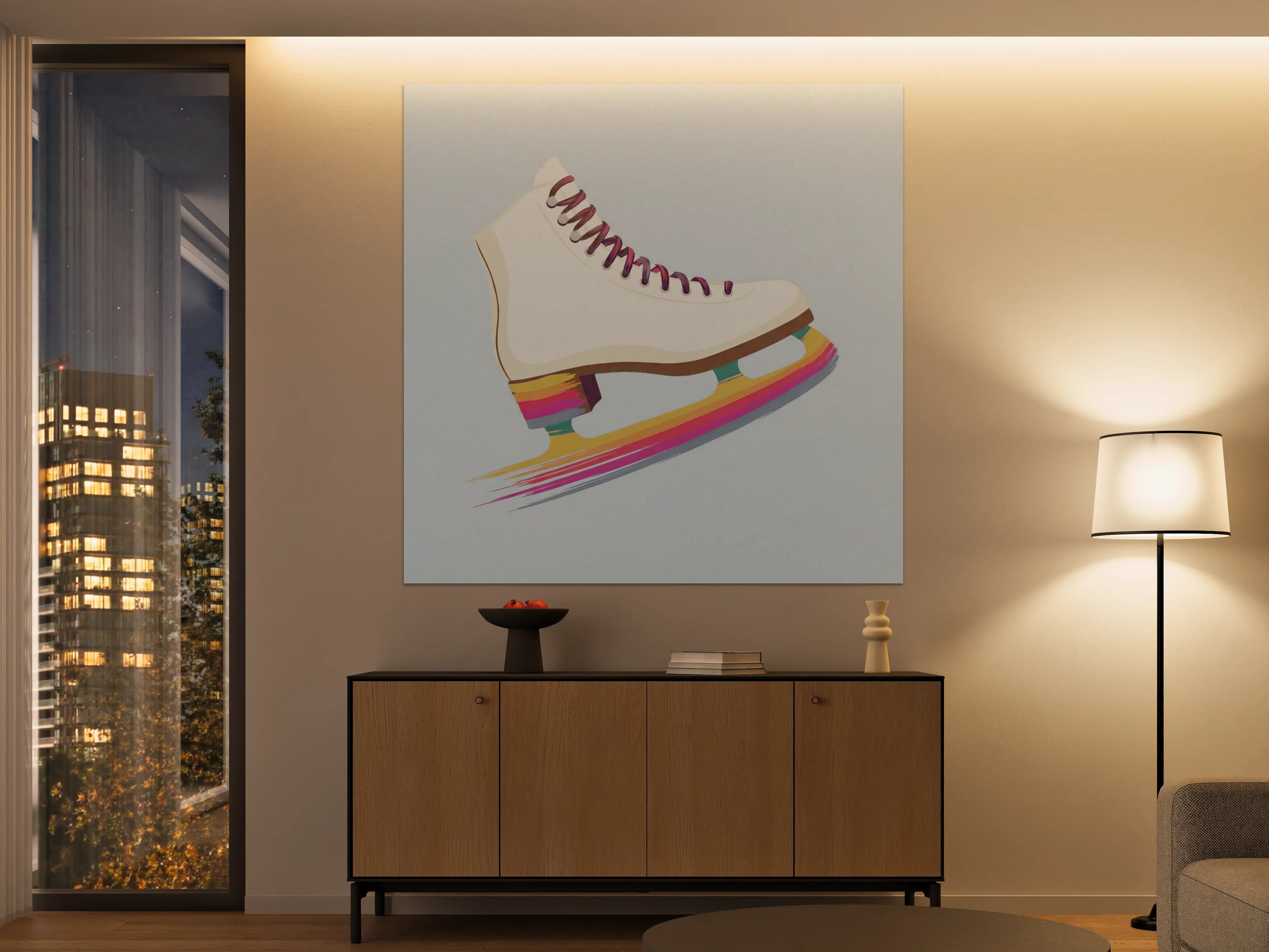 Große Wandbilder - Bunte Eislauf-Schuhe mit Regenbogen-Optik