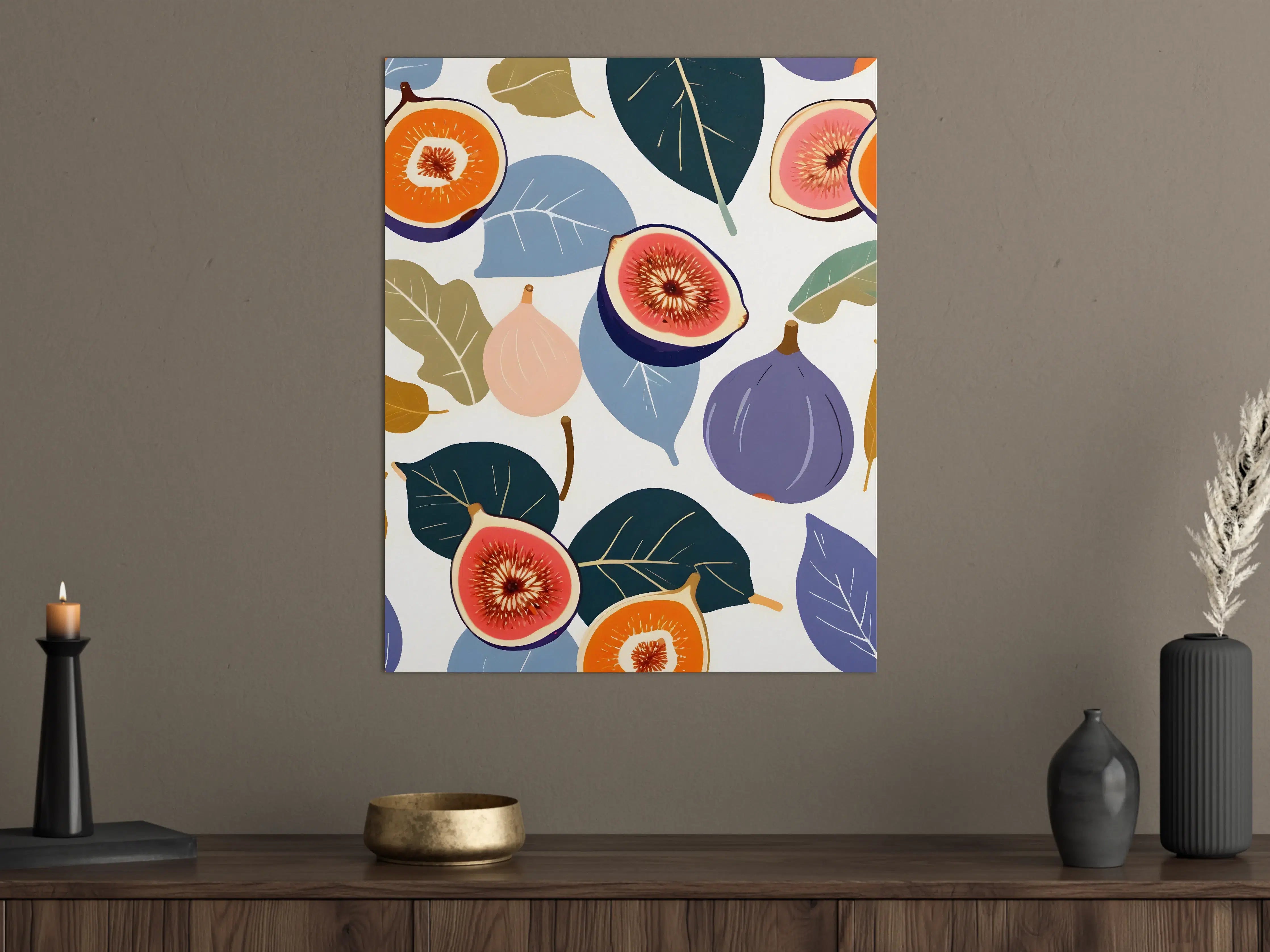 Große Wandbilder - Bunte Feigen und Blätter in Modernem Design