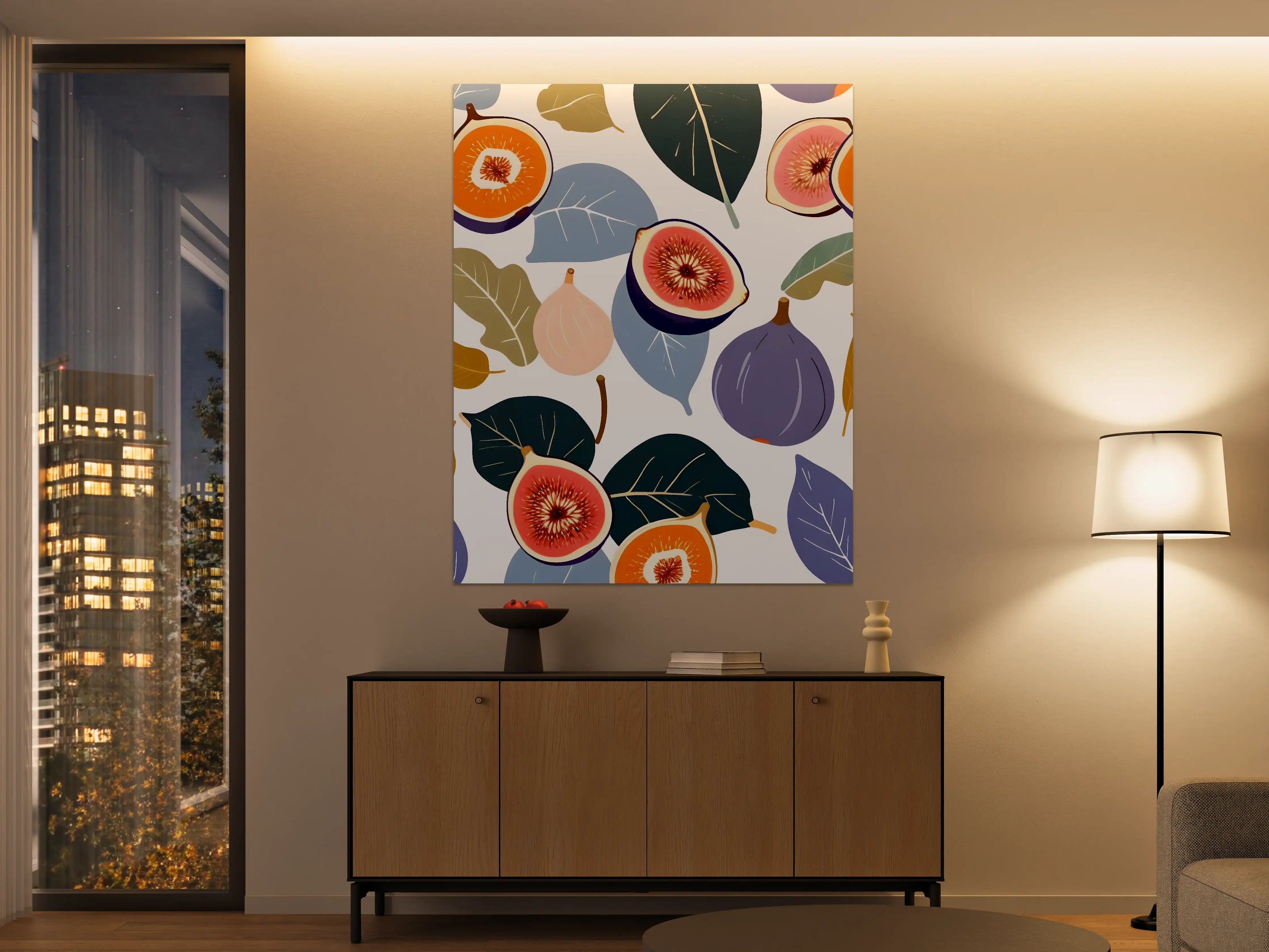 Große Wandbilder - Bunte Feigen und Blätter in Modernem Design