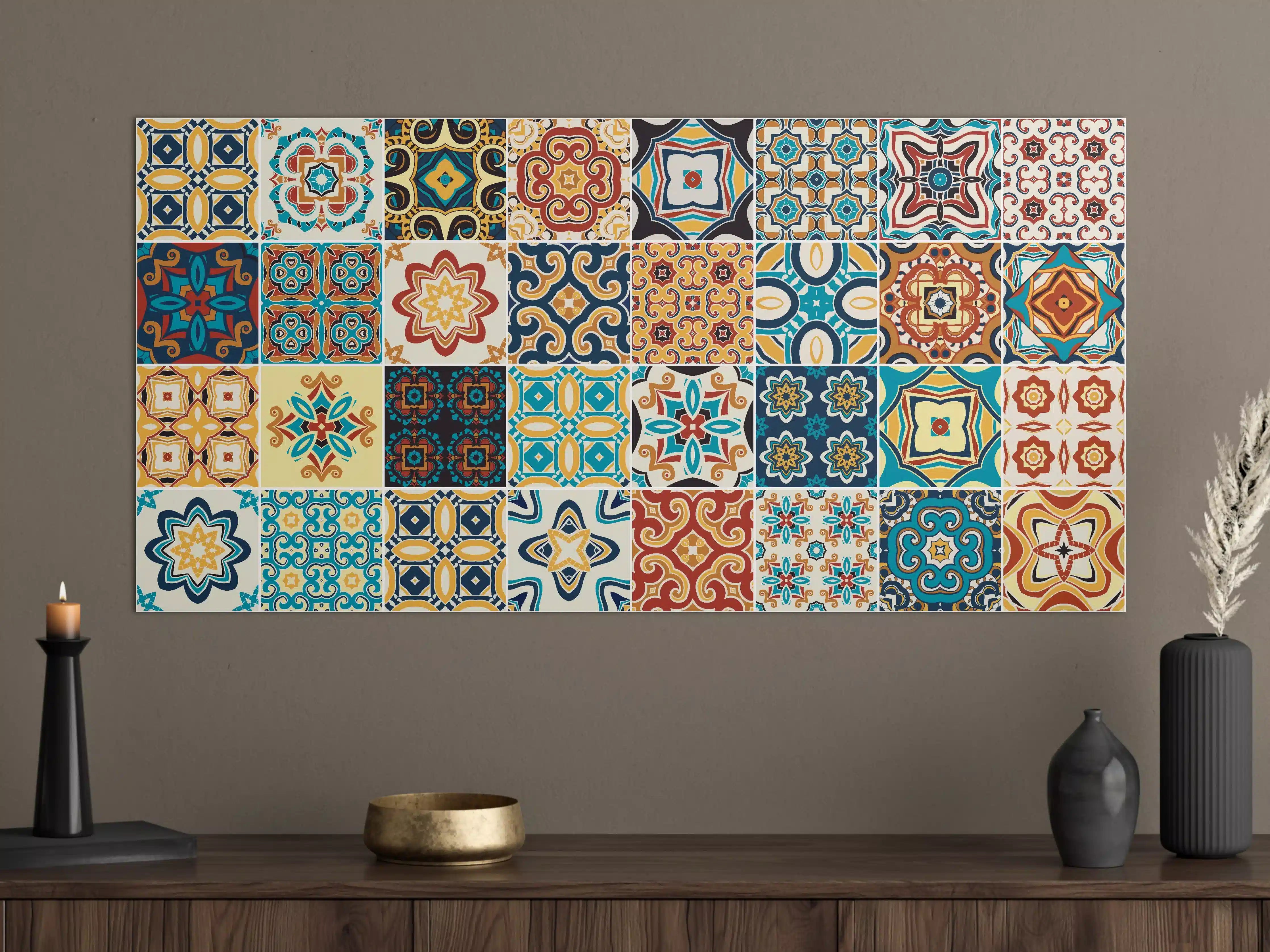 Große Wandbilder - Bunte Fliesen Mosaik Designs