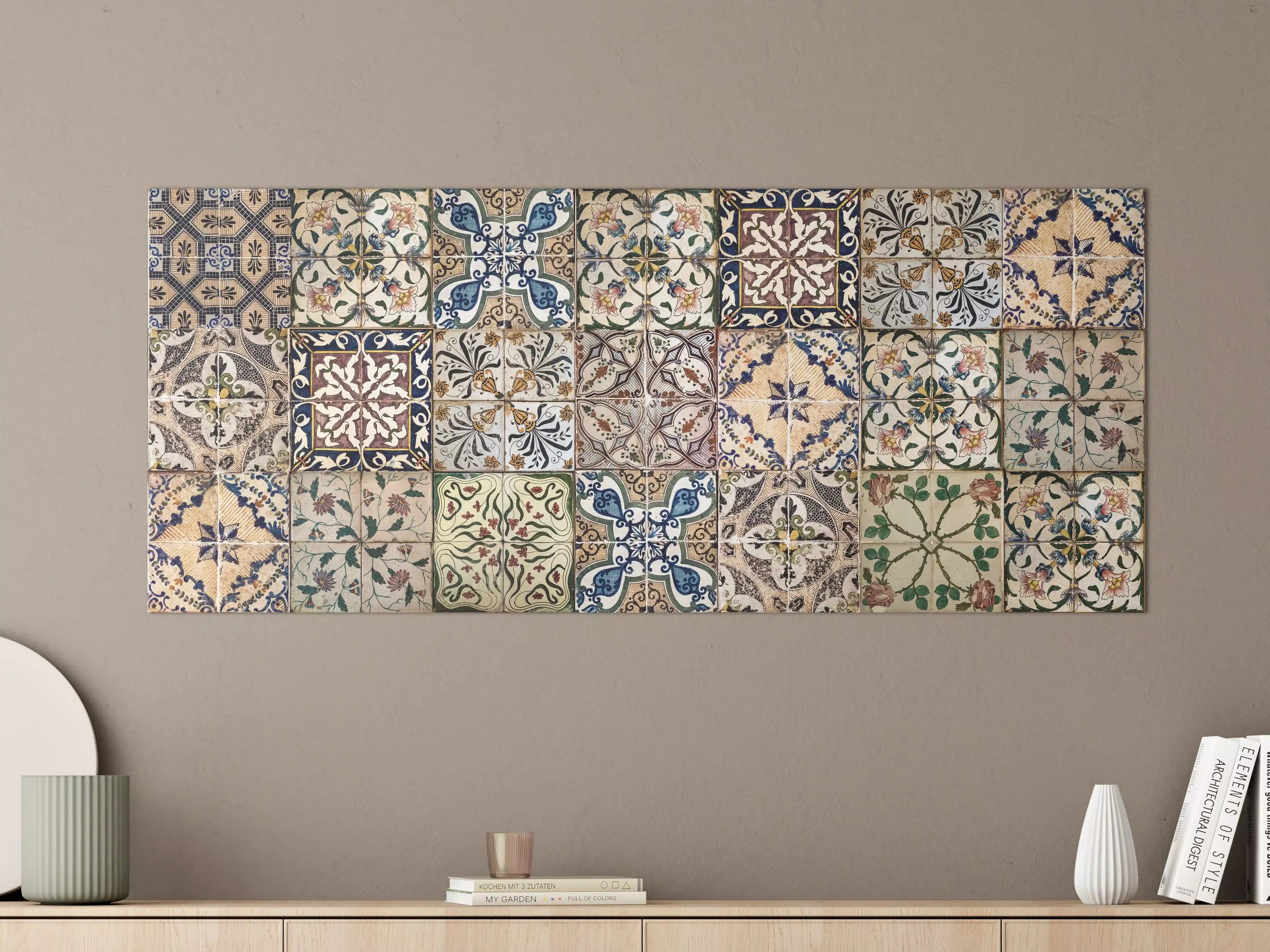 Große Wandbilder - Bunte Fliesentafel mit antikem Muster