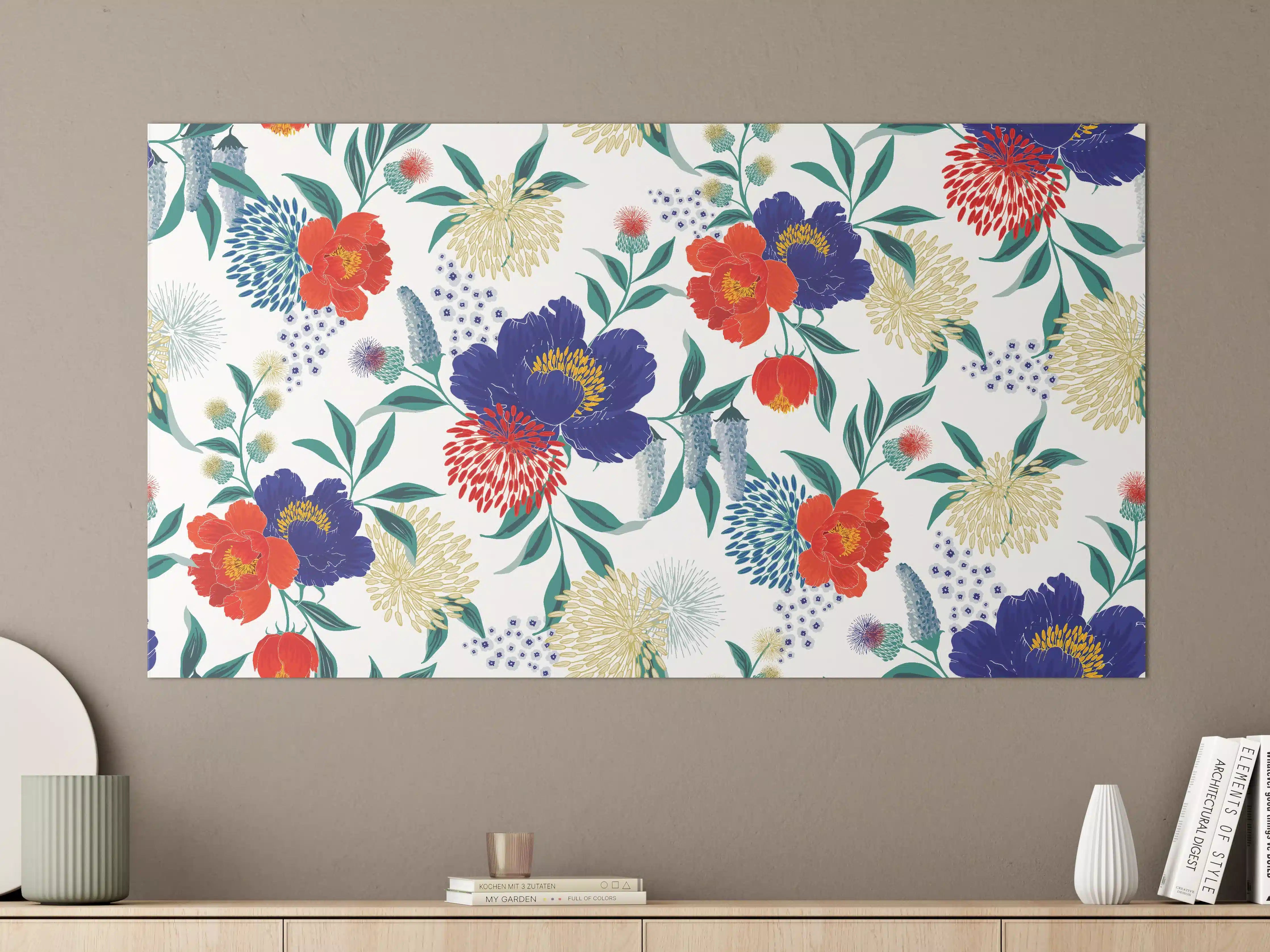 Große Wandbilder - Bunte Florale Muster Tapete